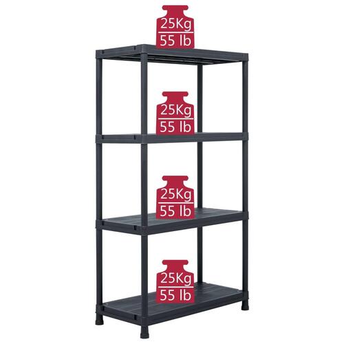 Opbevaringsreoler 5 stk. 60 x 30 x 138 cm plastik sort