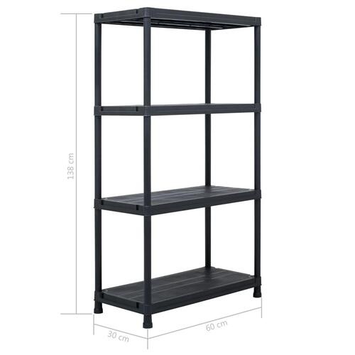 Opbevaringsreoler 5 stk. 60 x 30 x 138 cm plastik sort