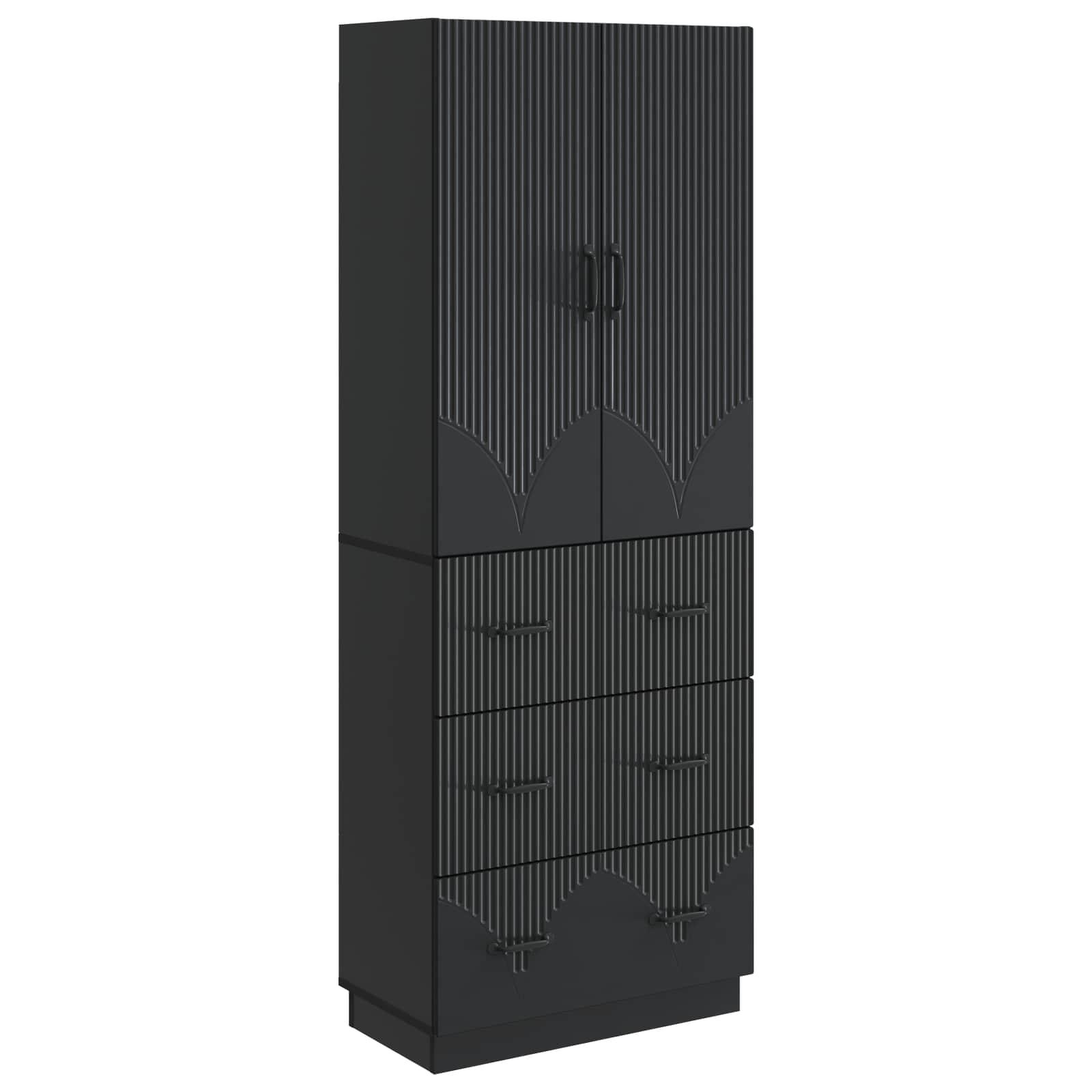 Skab Sæt 2 stk Sort 66 x 34,5 x 87 cm Konstrueret træ