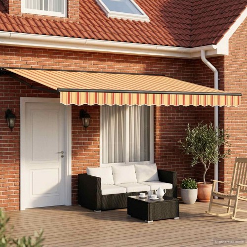 Manuel markise-ramme med LED-lys 4 x 2 m