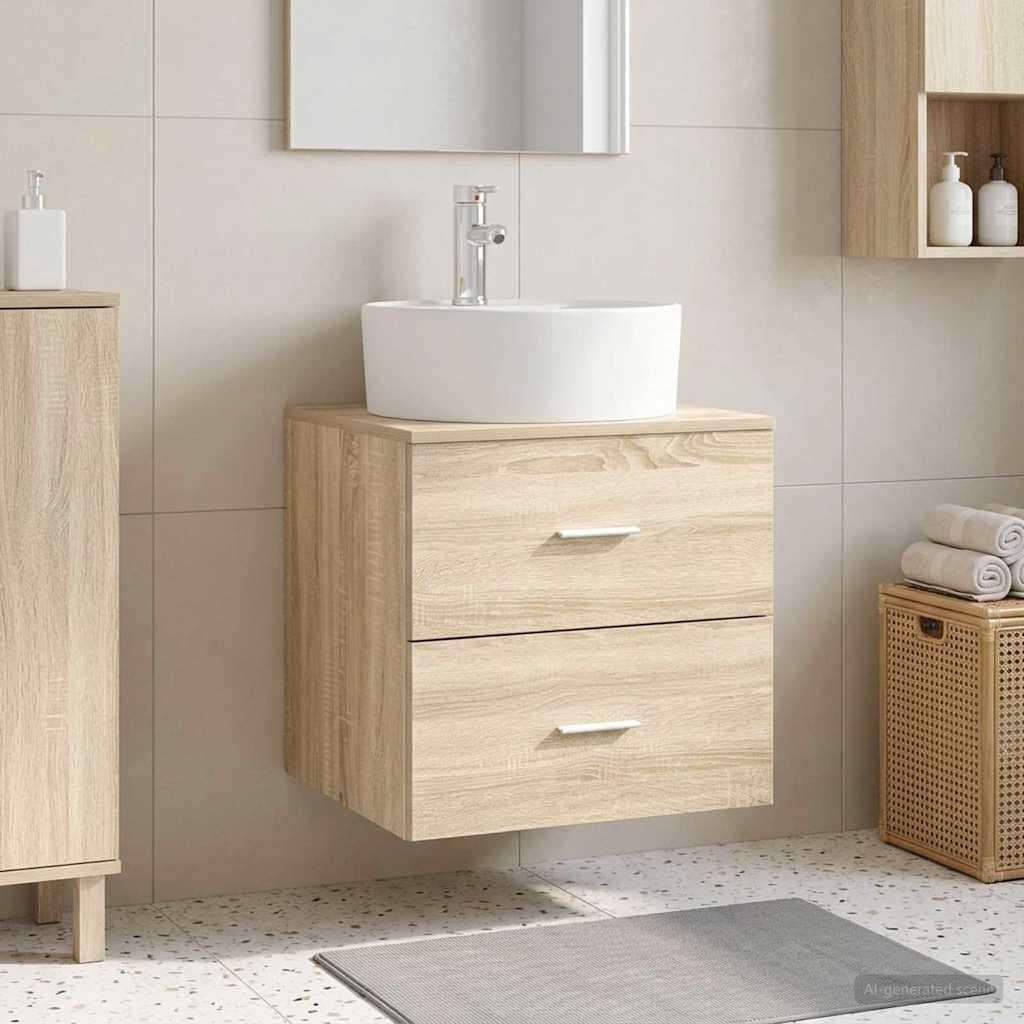 Væghængt håndvask skab Sonoma-eg 49,5 x 44,5 x 65 cm billede