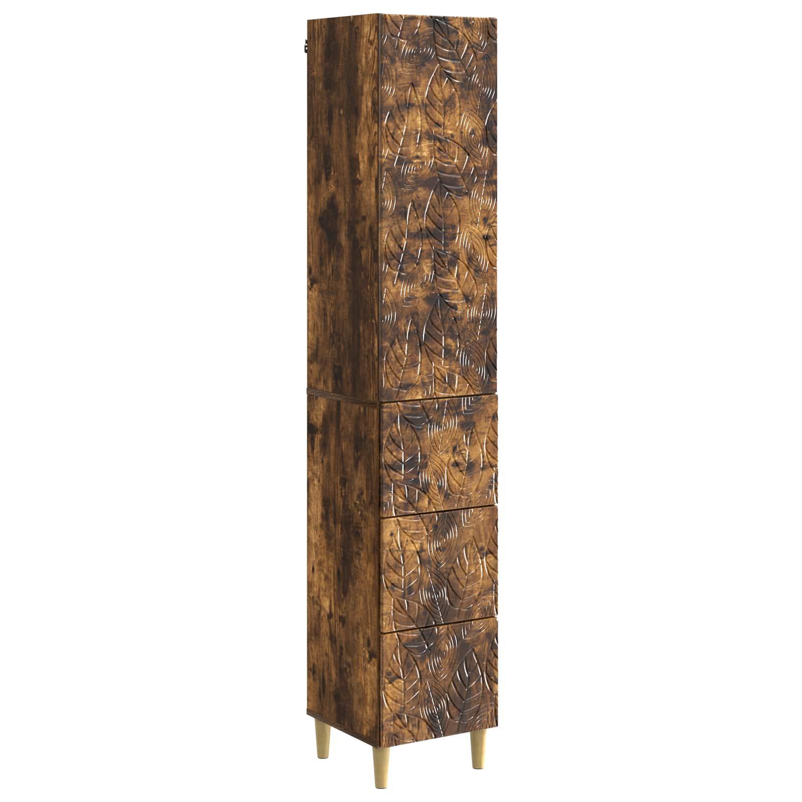 Skab Sæt 2 stk Røget eg 33 x 34,5 x 90 cm Konstrueret træ billede