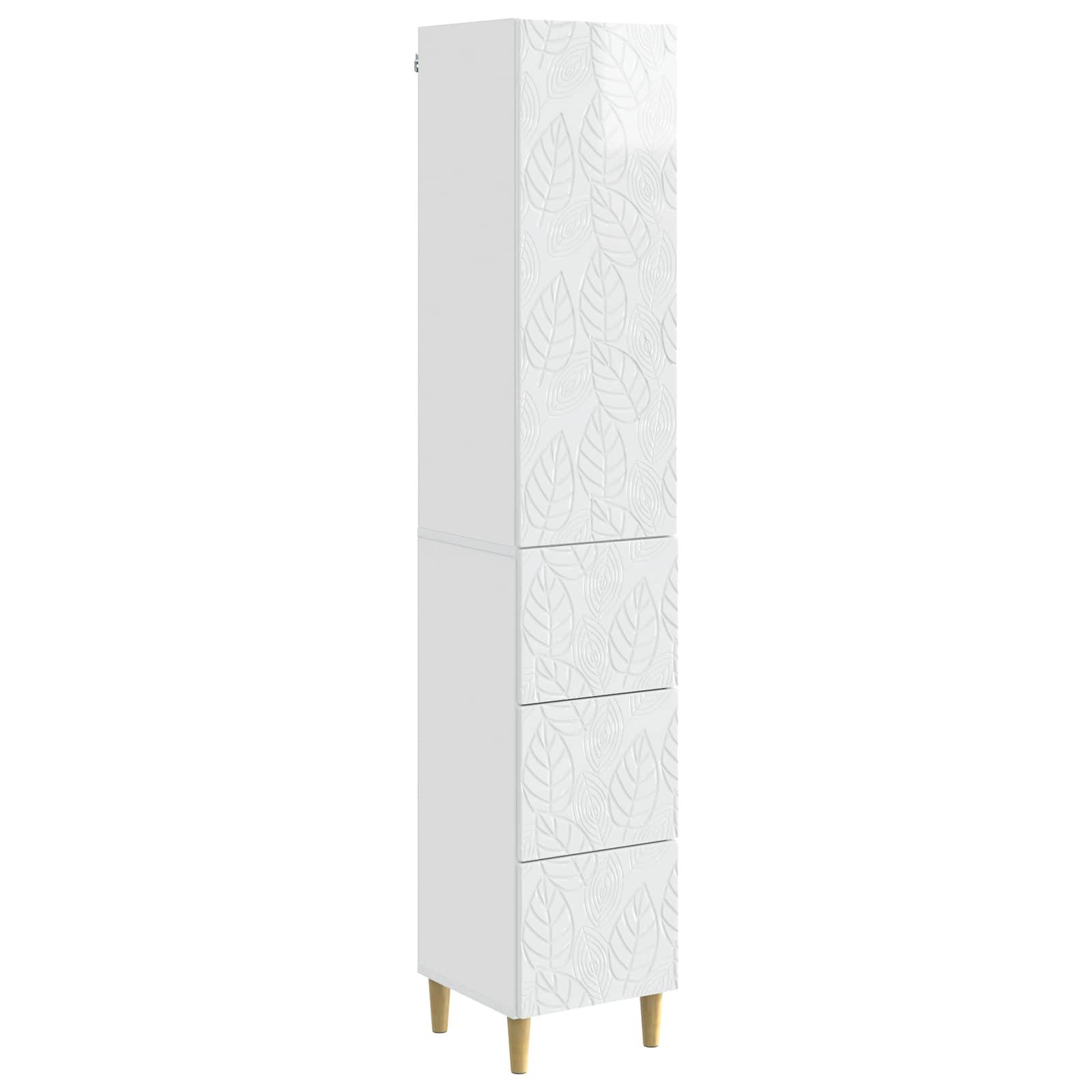 Skab Sæt 2 stk Hvid højglans 33 x 34,5 x 90 cm Konstrueret træ billede