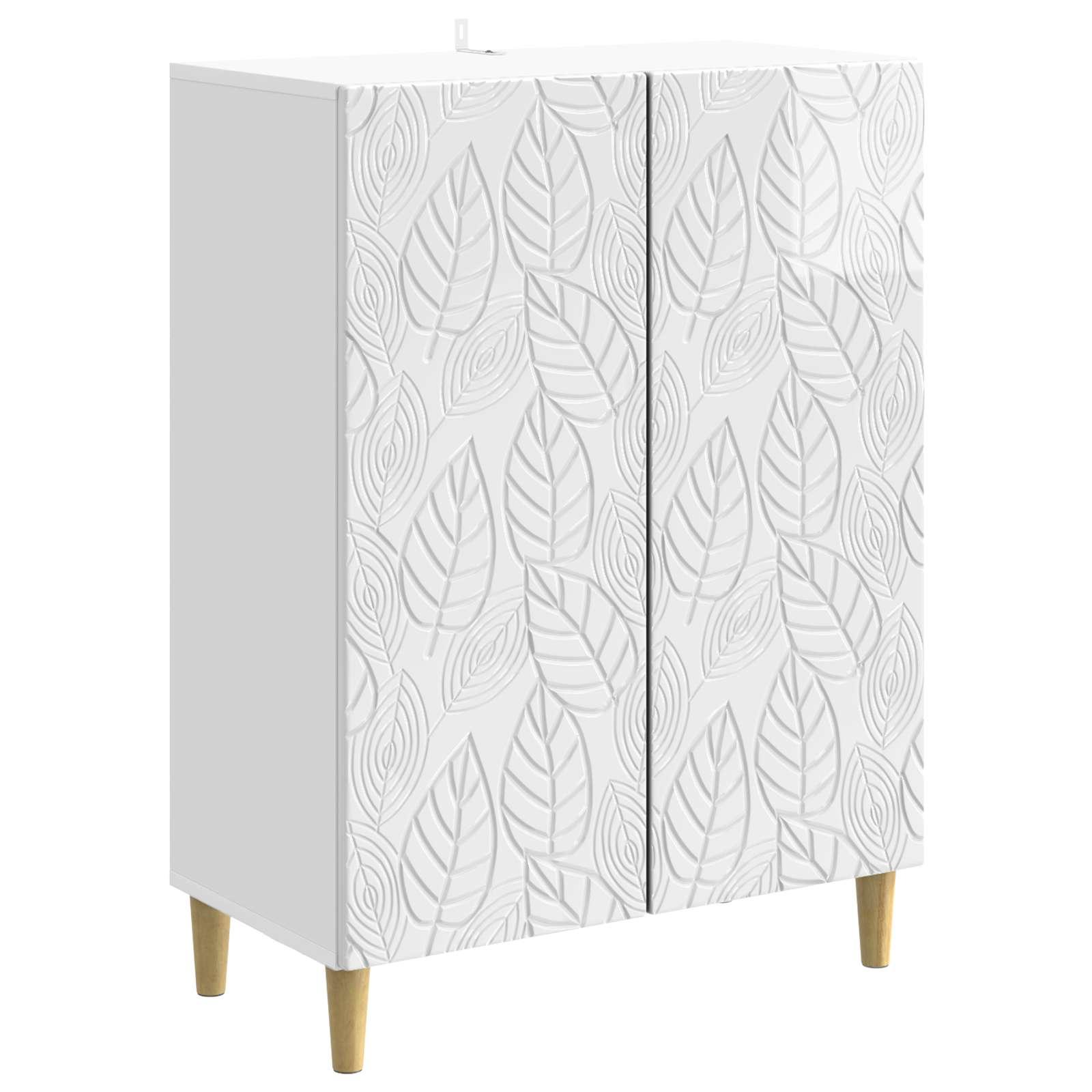 Sidebord Hvid højglans 66 x 34,5 x 90 cm Konstrueret træ billede