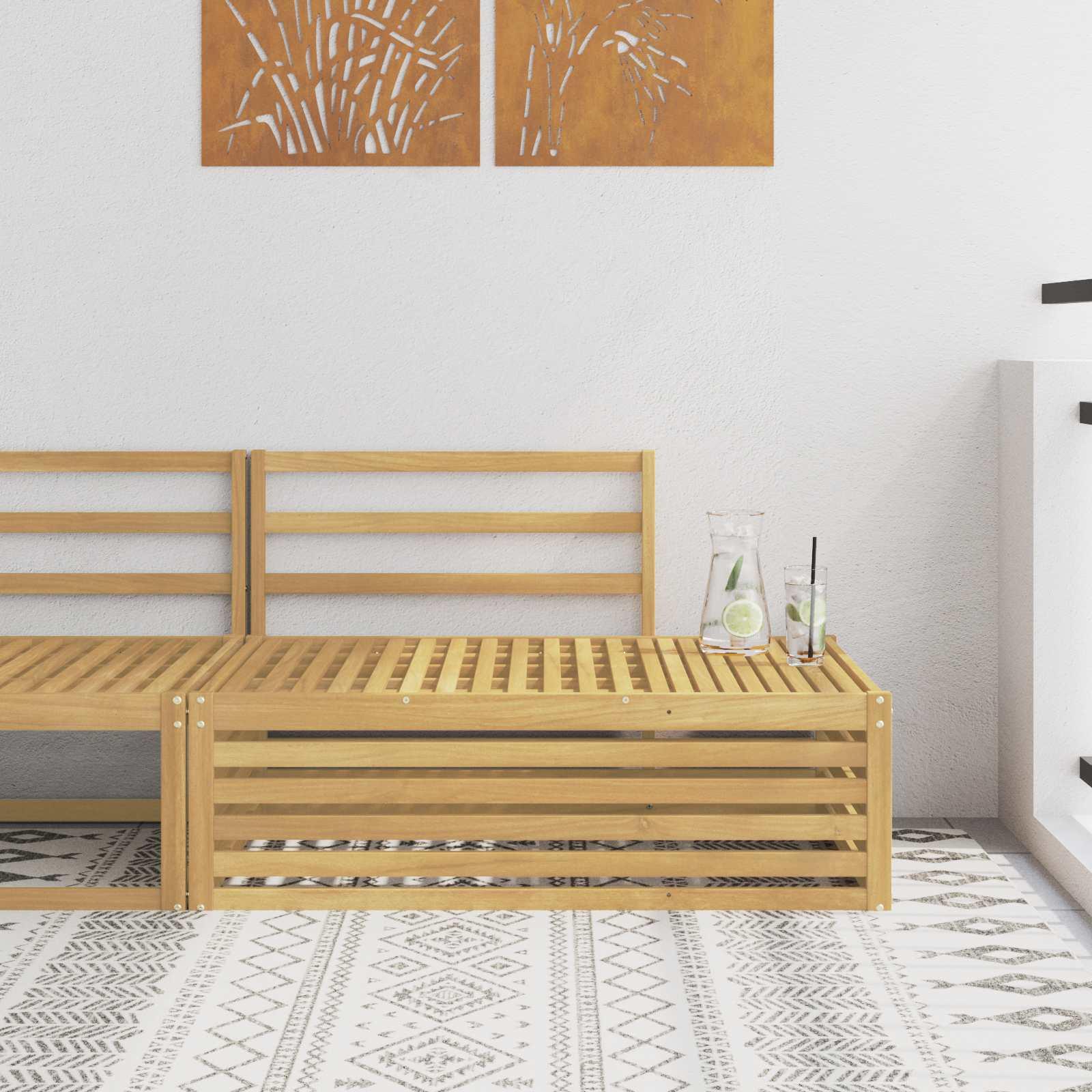 Udendørs end sofa Hvid 115 x 83 x 73 cm Massivt Akacietræ billede