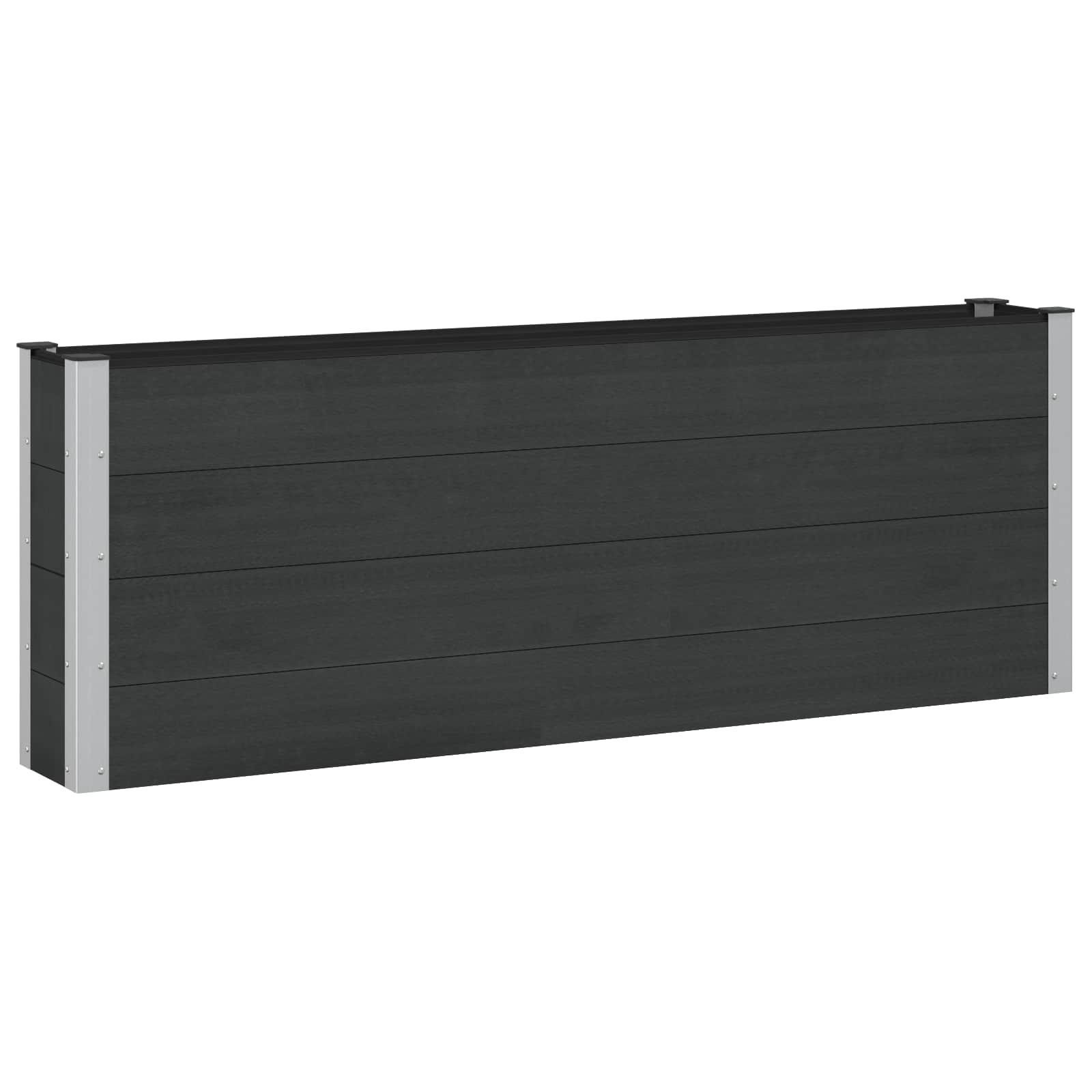 Højbed Sort 200 x 30 x 72 cm WPC og Aluminium billede