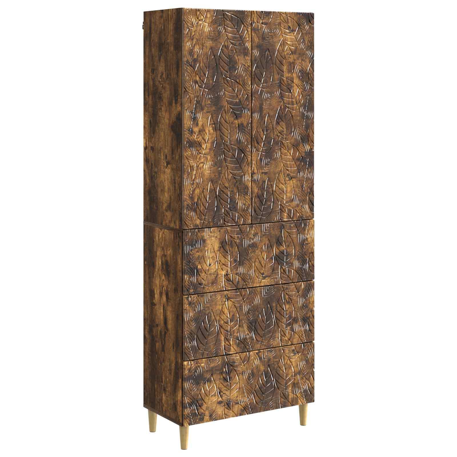 Skab Sæt 2 stk Røget eg 66 x 34,5 x 90 cm Konstrueret træ billede