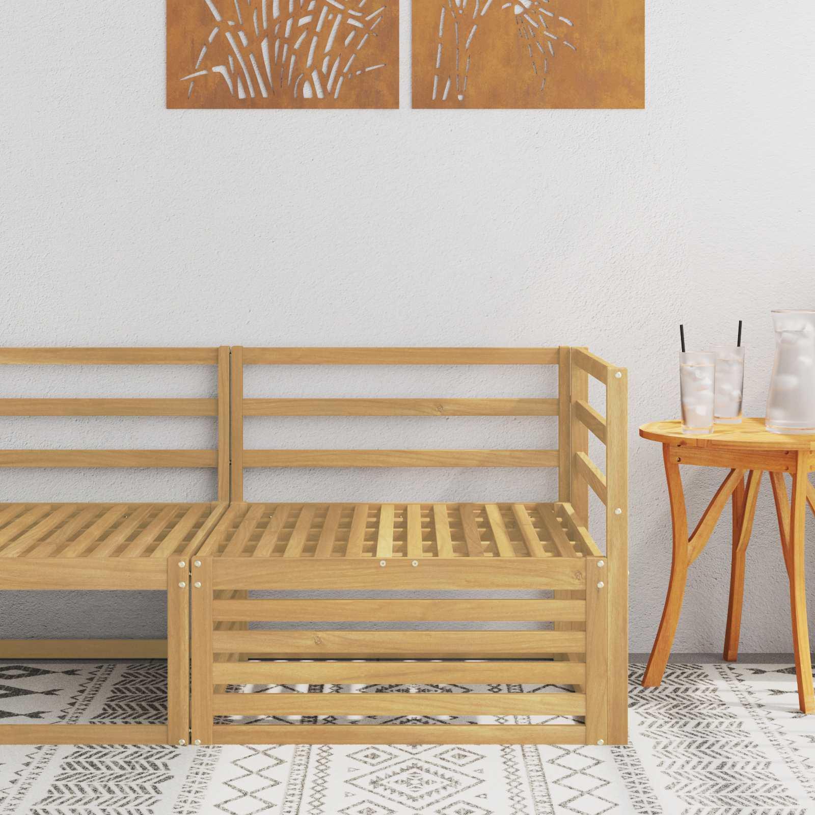 Udendørs Hjørnesofa Massivt Akacietræ Hvid 83 x 83 x 73 cm billede