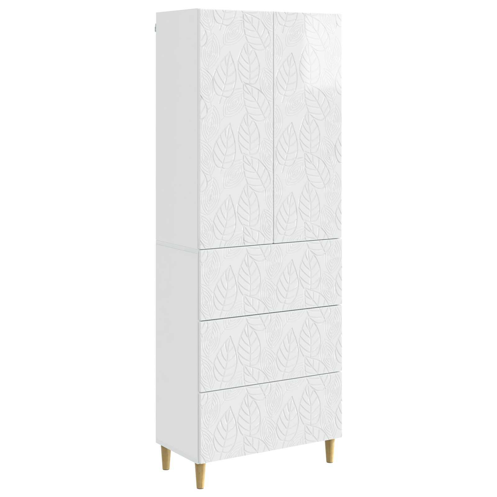 Skab Sæt 2 stk Hvid højglans 66 x 34,5 x 90 cm Konstrueret træ billede