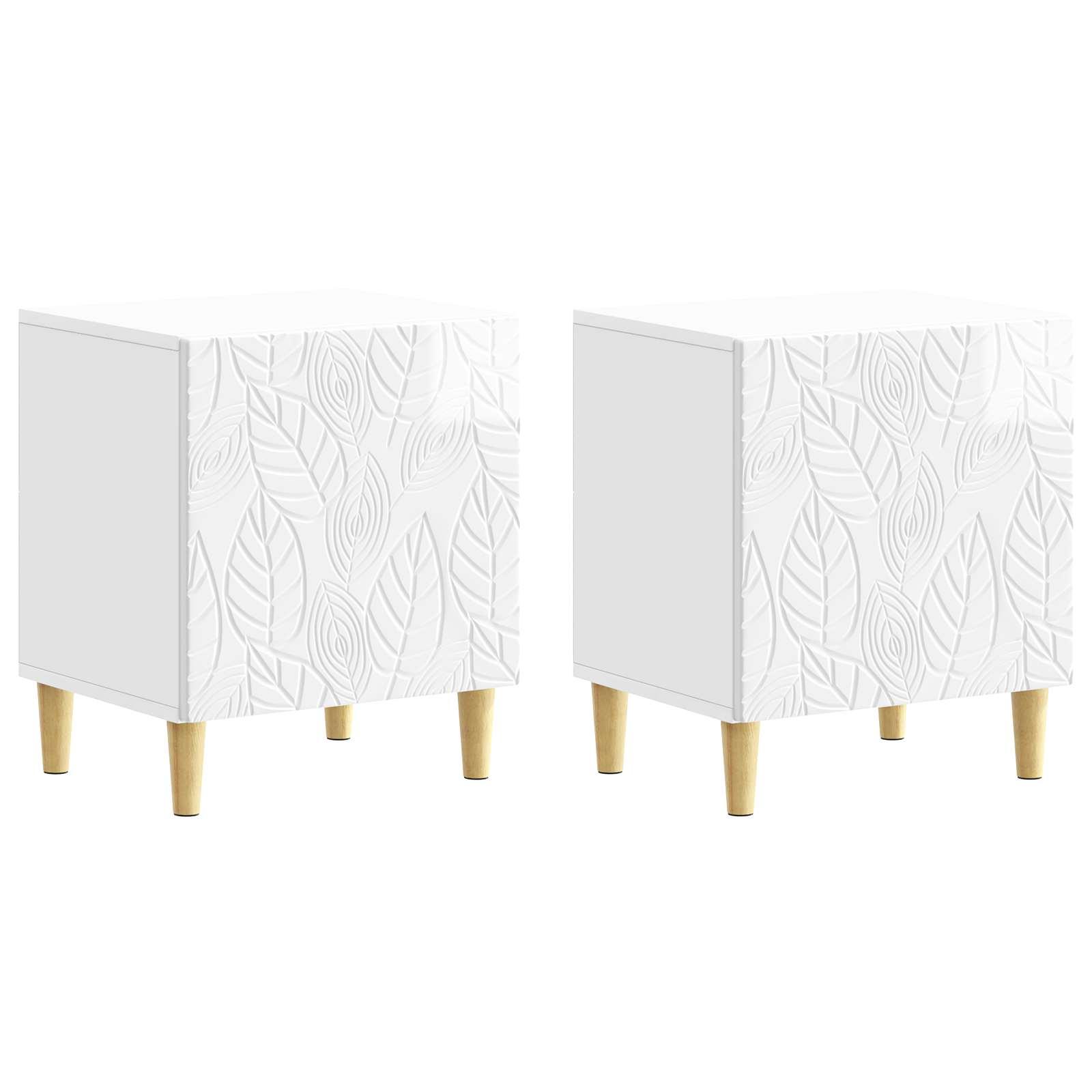 Sengebord 2 stk Hvid højglans 43 x 34,5 x 50 cm Konstrueret træ billede