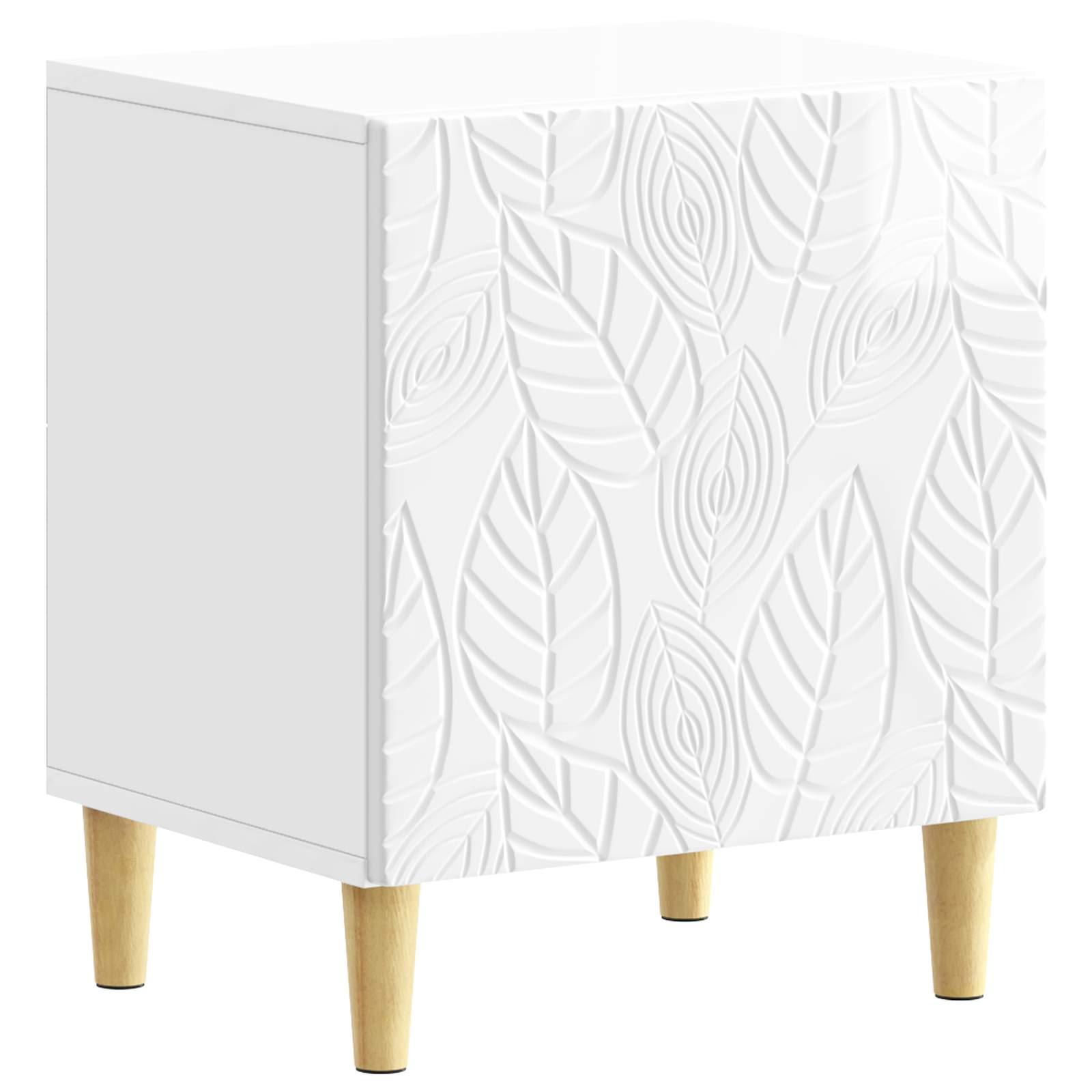 Sengebord Hvid højglans 43 x 34,5 x 50 cm Konstrueret træ billede