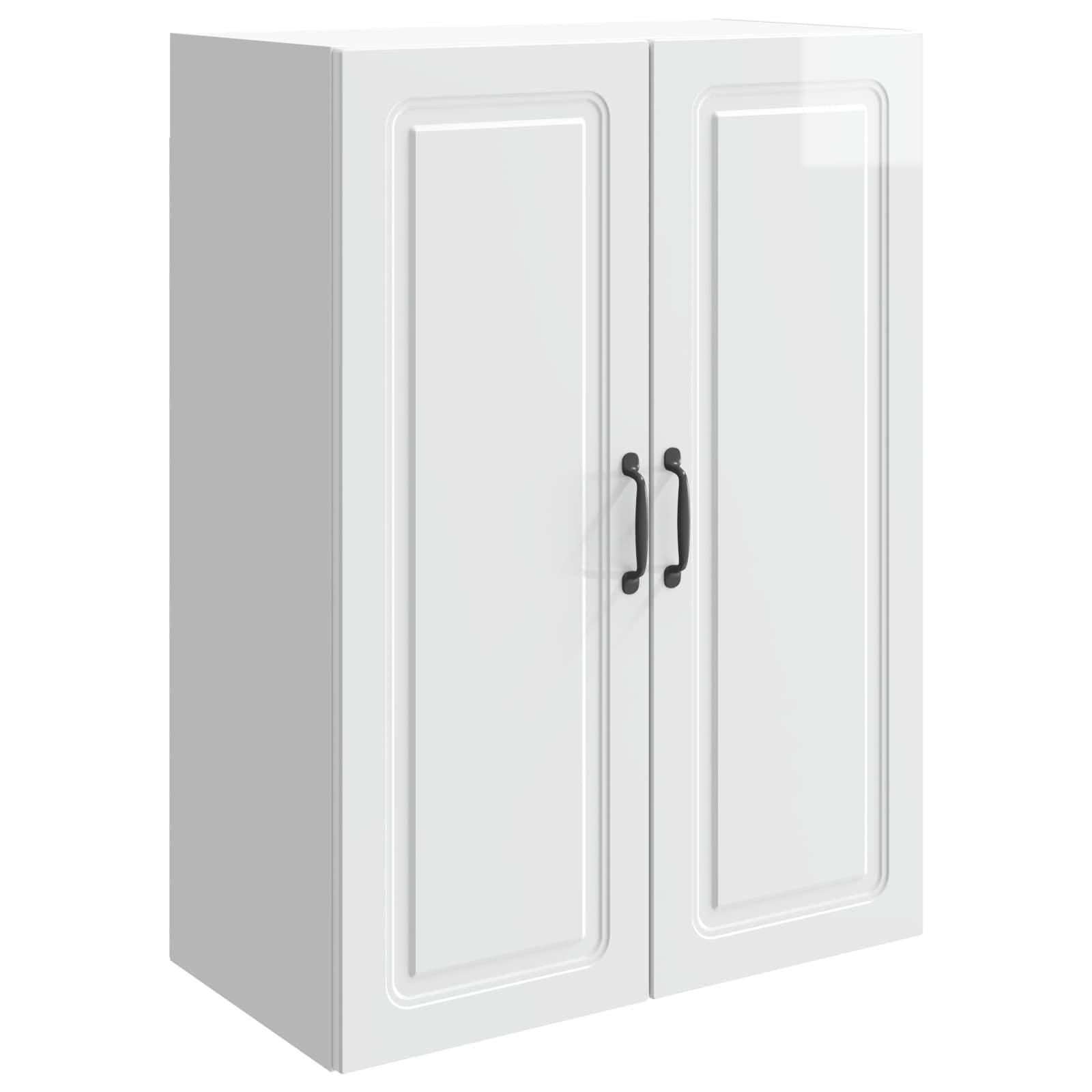Vægmonteret skab Hvid højglans 66 x 34,5 x 90 cm billede