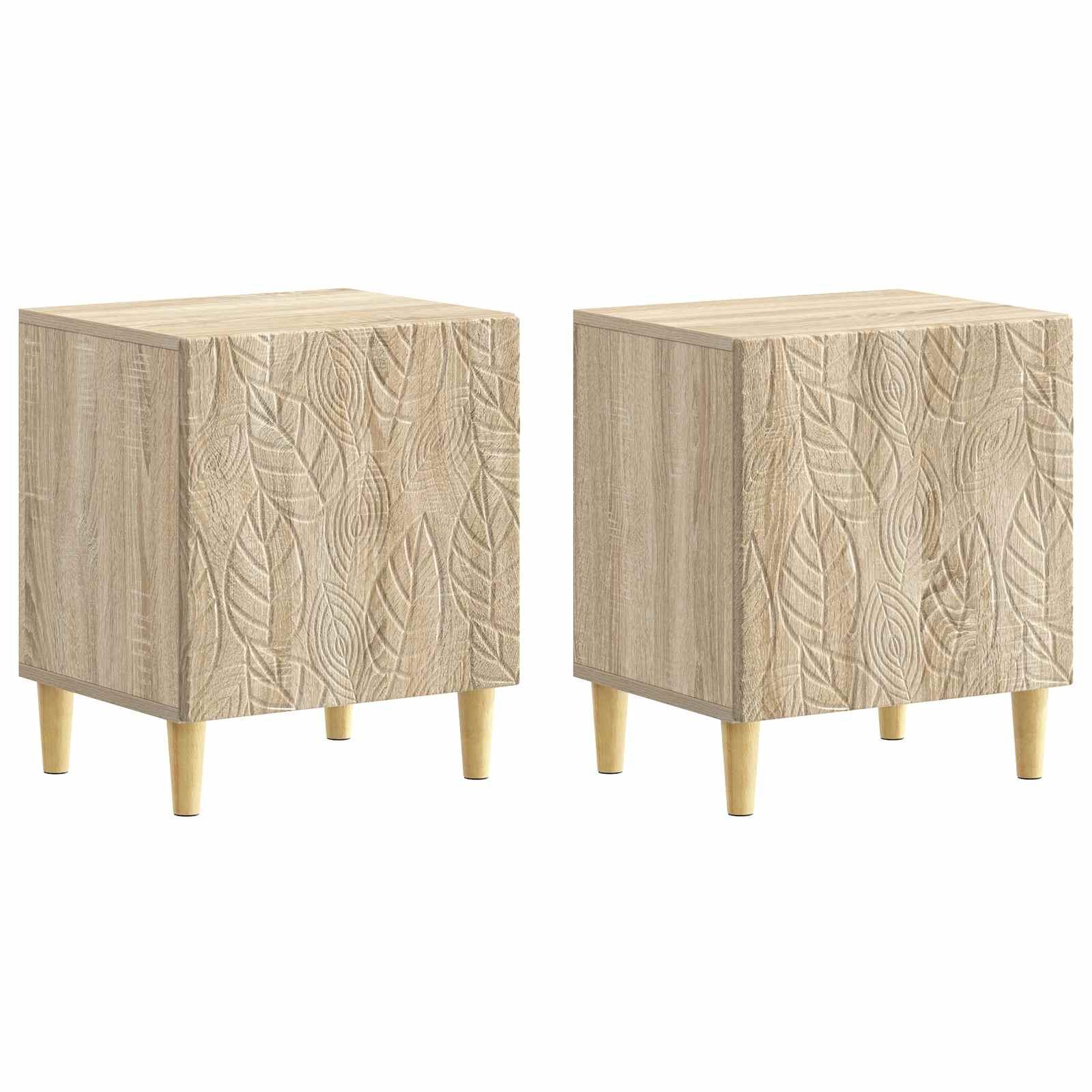 Sengebord 2 stk Sonoma-eg 43 x 34,5 x 50 cm Konstrueret træ billede
