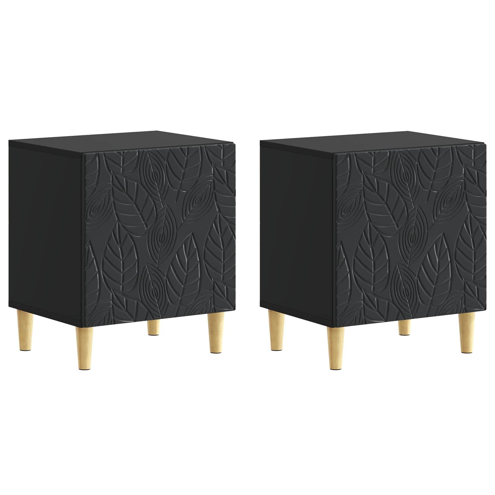 Sengebord 2 stk Sort 43 x 34,5 x 50 cm Konstrueret træ billede