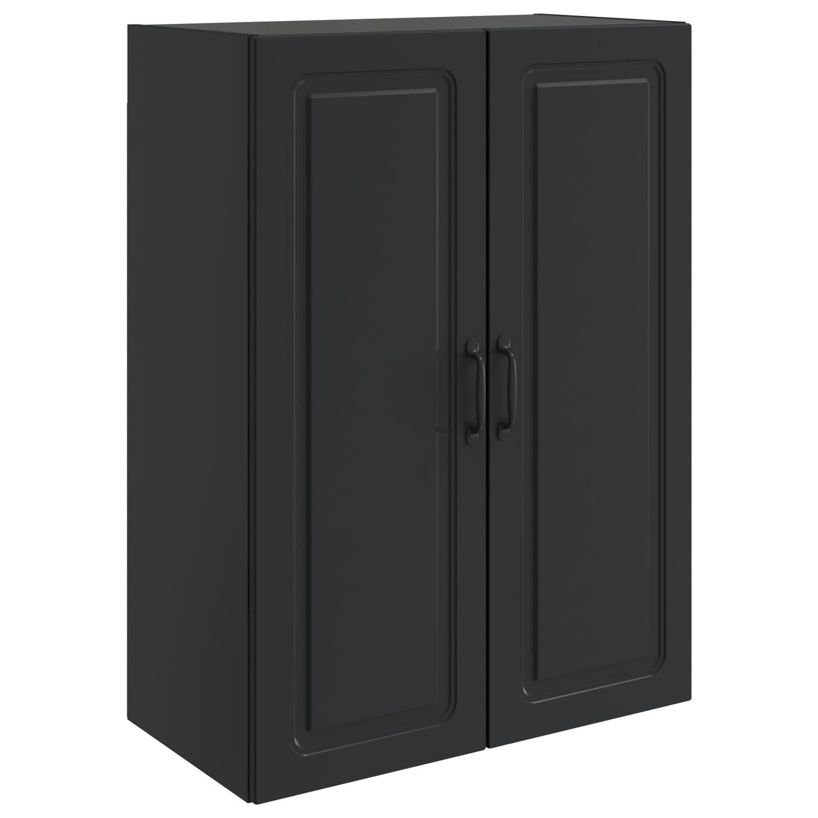 Vægmonteret skab Sort 66 x 34,5 x 90 cm Konstrueret træ billede