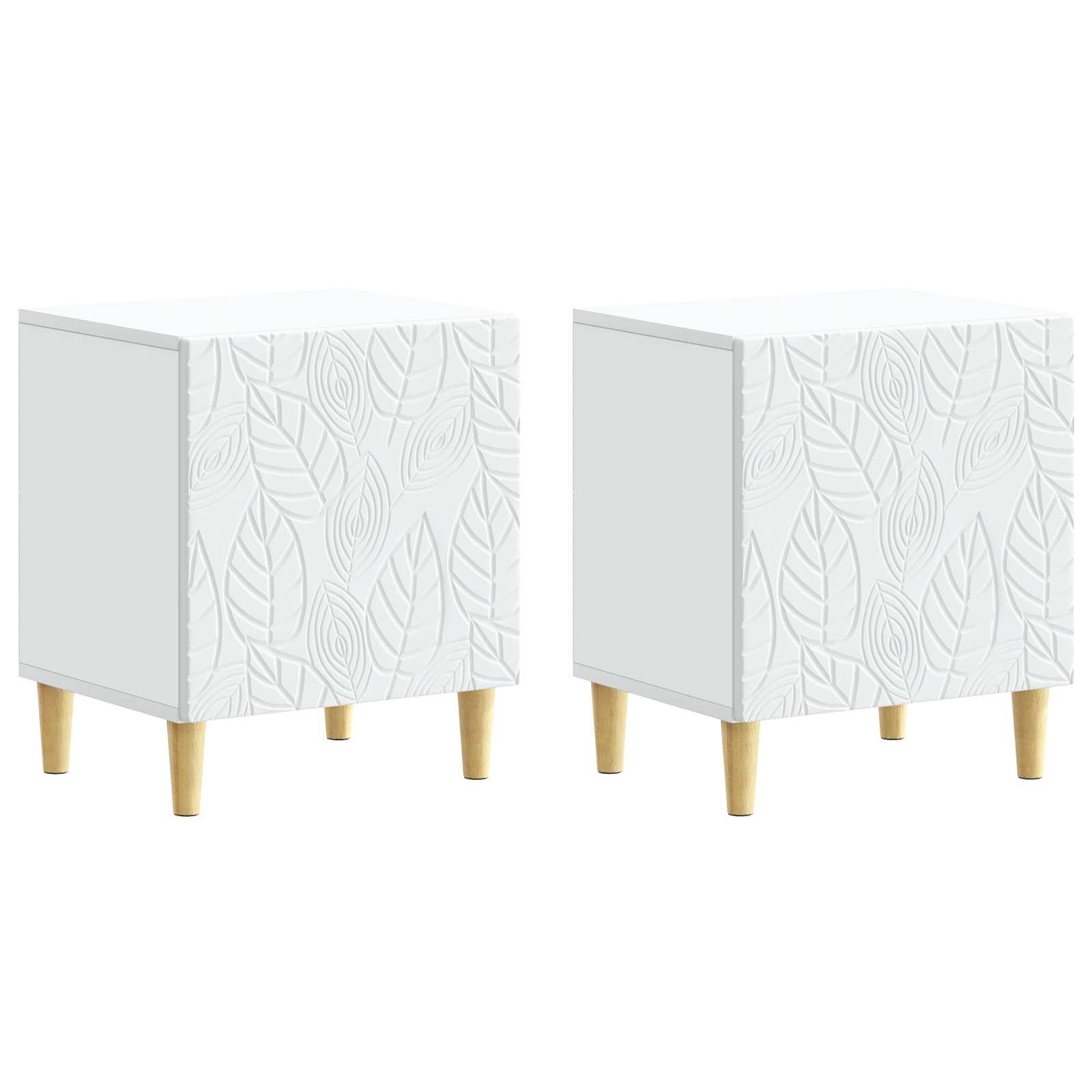 Sengebord 2 stk Hvid 43 x 34,5 x 50 cm Konstrueret træ billede