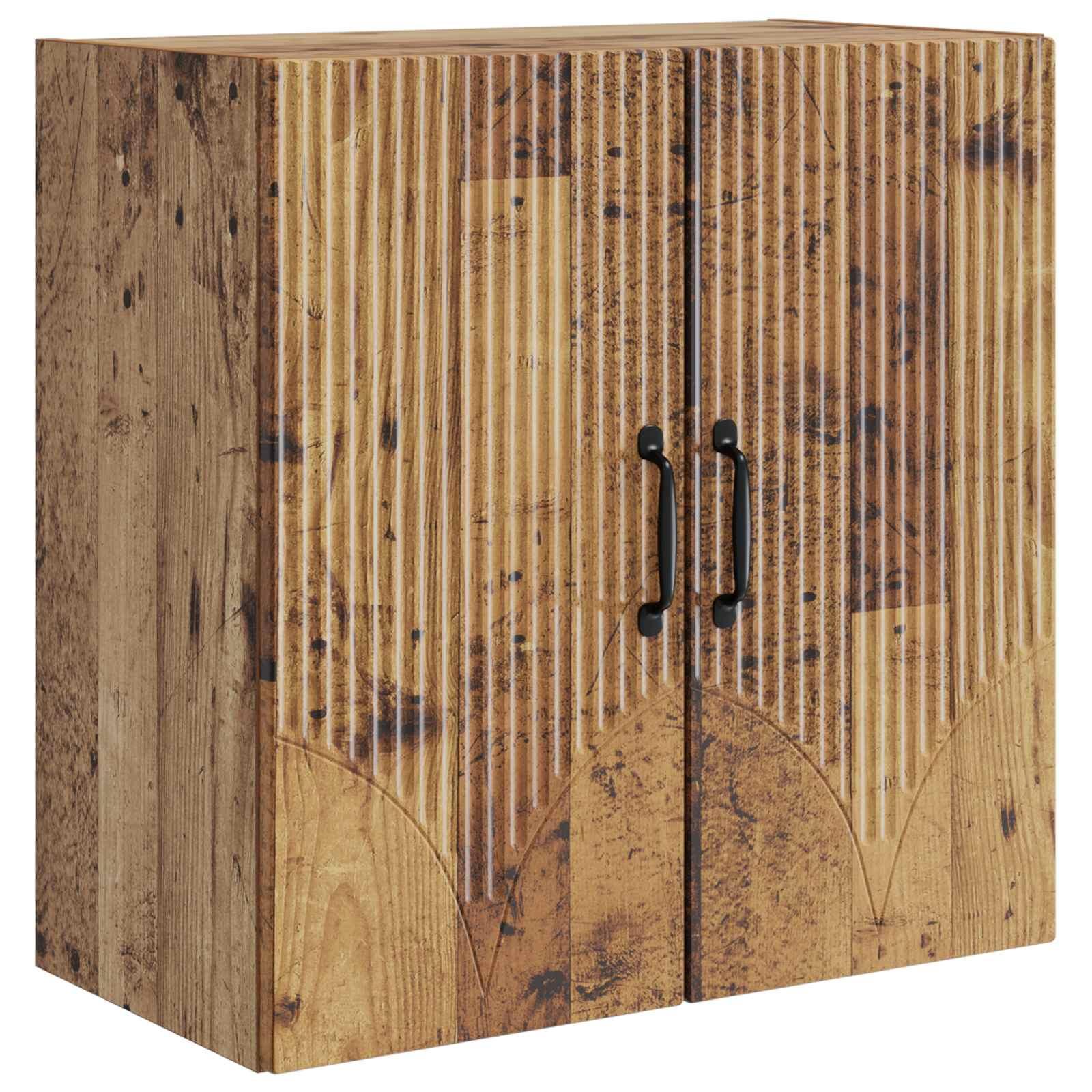 Vægmonteret opbevaringsskab - gammelt træ look, 59 × 31 × 60 cm, konstrueret træ billede