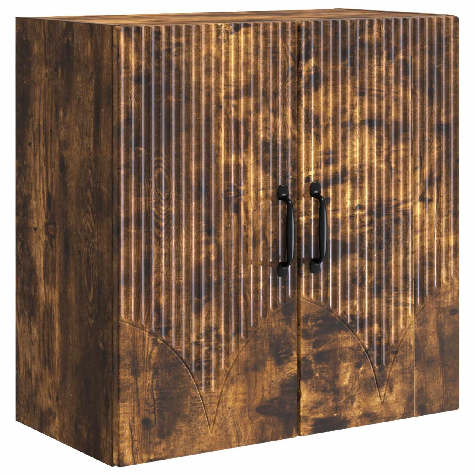 Vægmonteret skab i røget eg - 59 × 31 × 60 cm, konstrueret træ billede