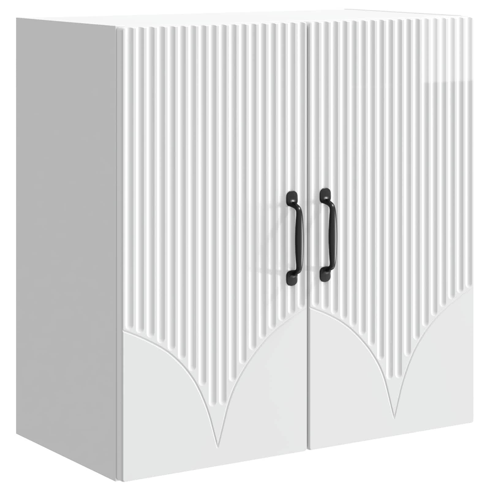 Vægmonteret skab Hvid højglans 59 x 31 x 60 cm Konstrueret træ billede