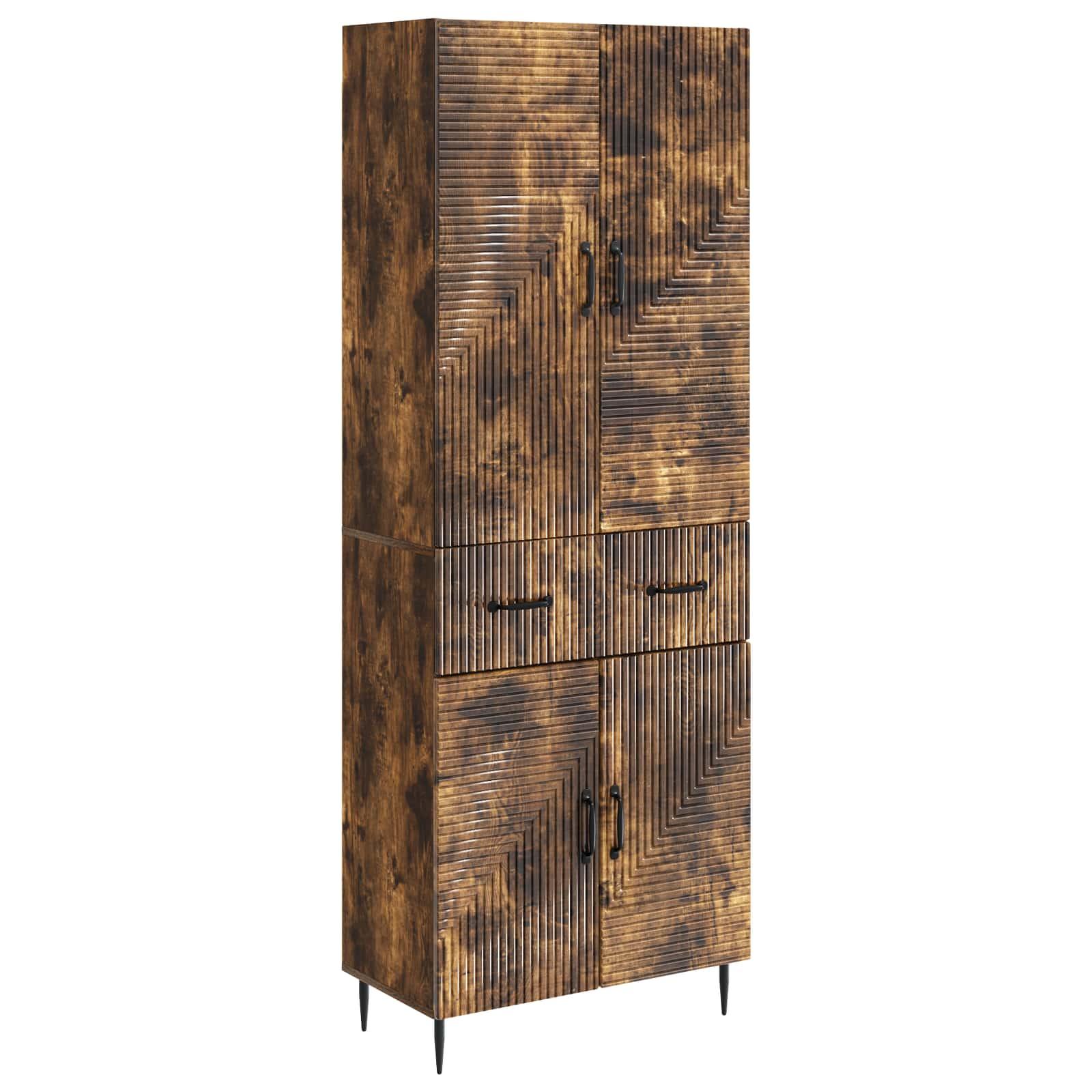 Skab Sæt 2 stk Røget eg 66 x 34,5 x 89,5 cm Konstrueret træ billede