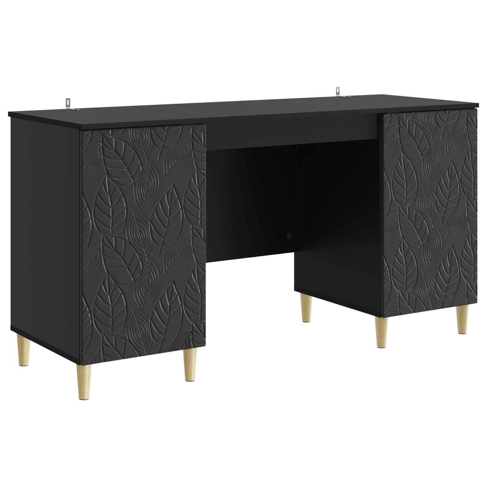 Skrivebord i sort konstrueret træ - 142,5 × 50 × 75 cm billede