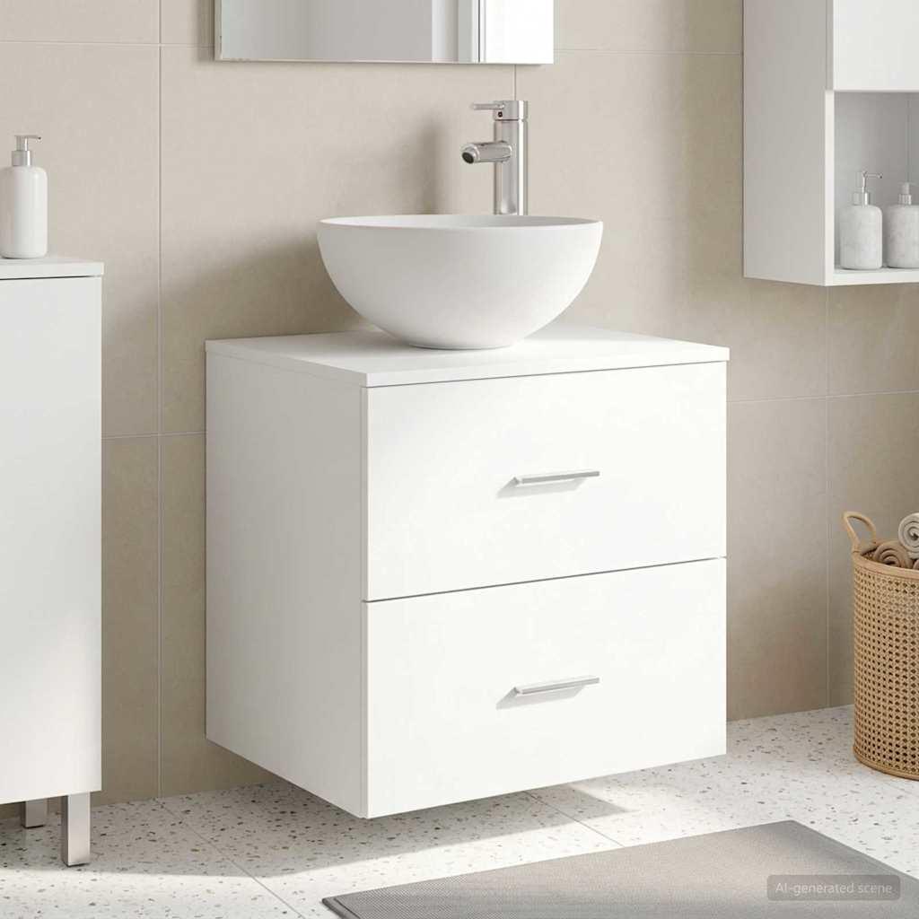 Væghængt håndvask skabs Hvid 49,5 x 35 x 63 cm Konstrueret træ billede