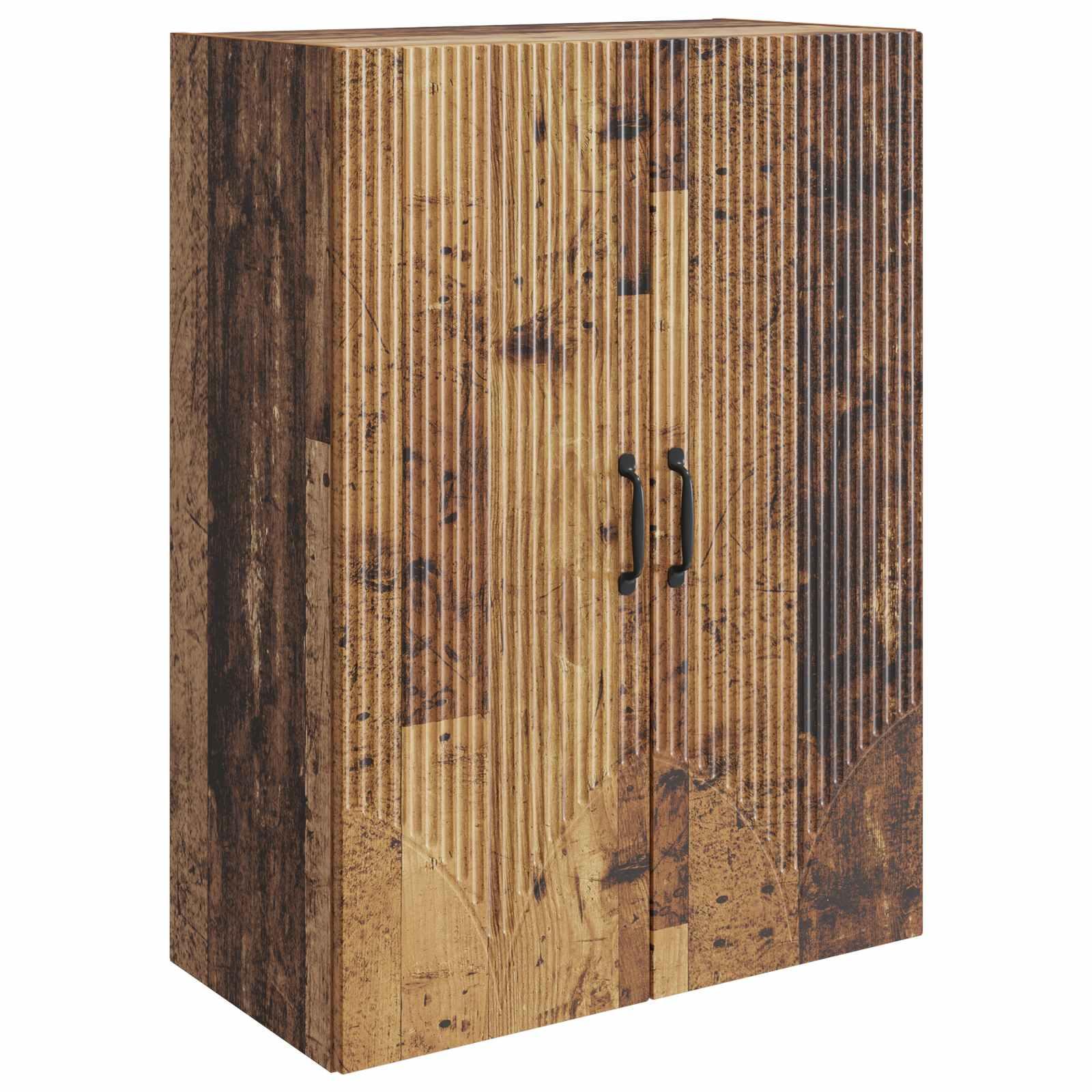 Vægmonteret opbevaringsskab - gammelt træ look, 66 × 34,5 × 90 cm, konstrueret træ billede