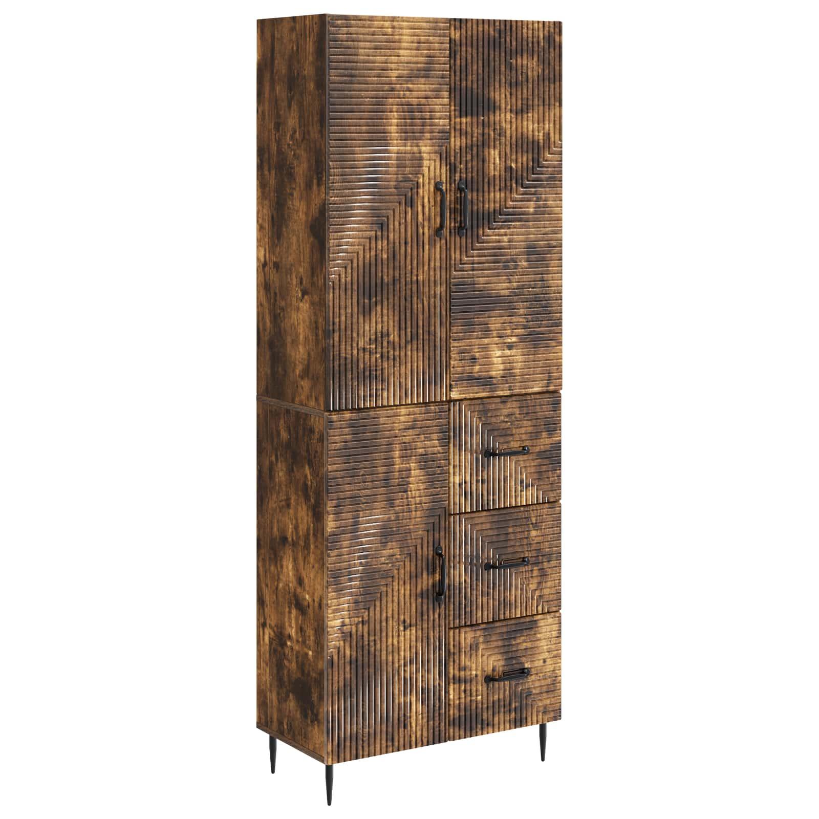 Skab Sæt 2 stk Røget eg 66 x 34,5 x 89,5 cm Konstrueret træ billede