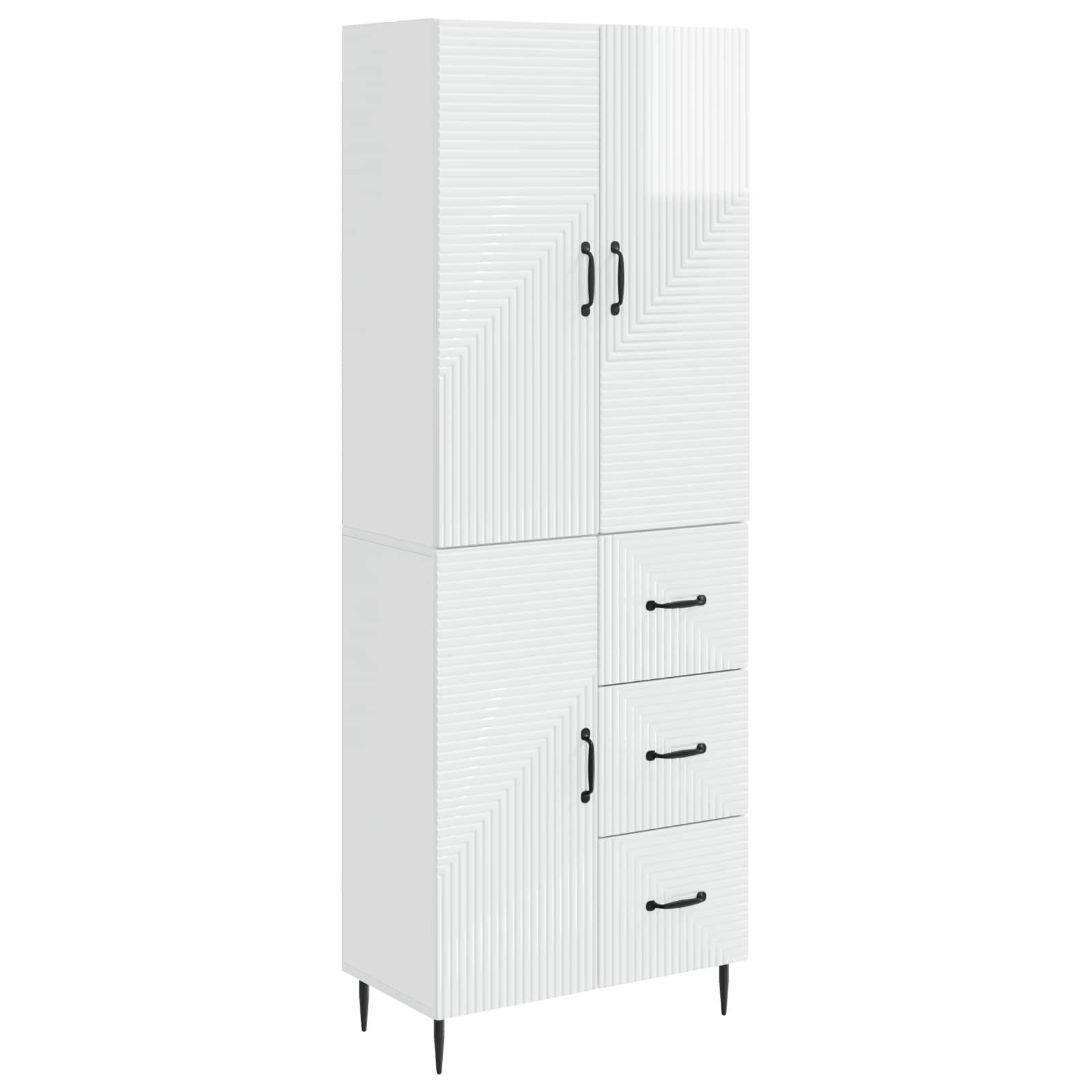 Skab Sæt 2 stk Hvid højglans 66 x 34,5 x 89,5 cm billede