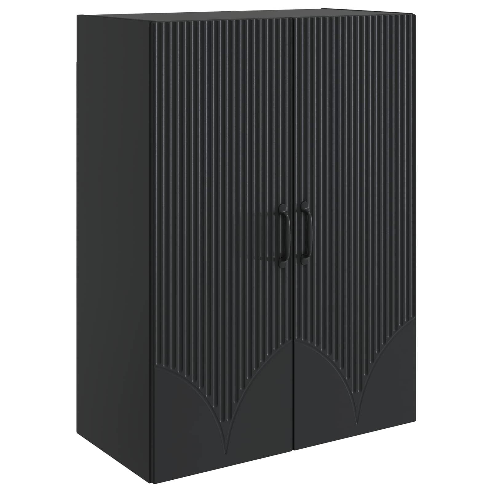 Vægmonteret skab Sort 66 x 34,5 x 90 cm Konstrueret træ billede