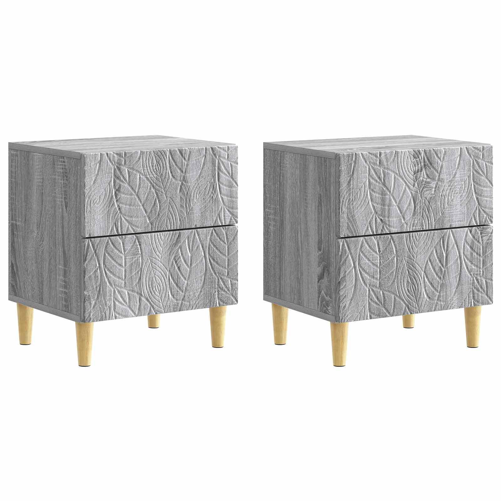 Sengebord 2 stk Grå Sonoma 43 x 34,5 x 48 cm Konstrueret træ billede