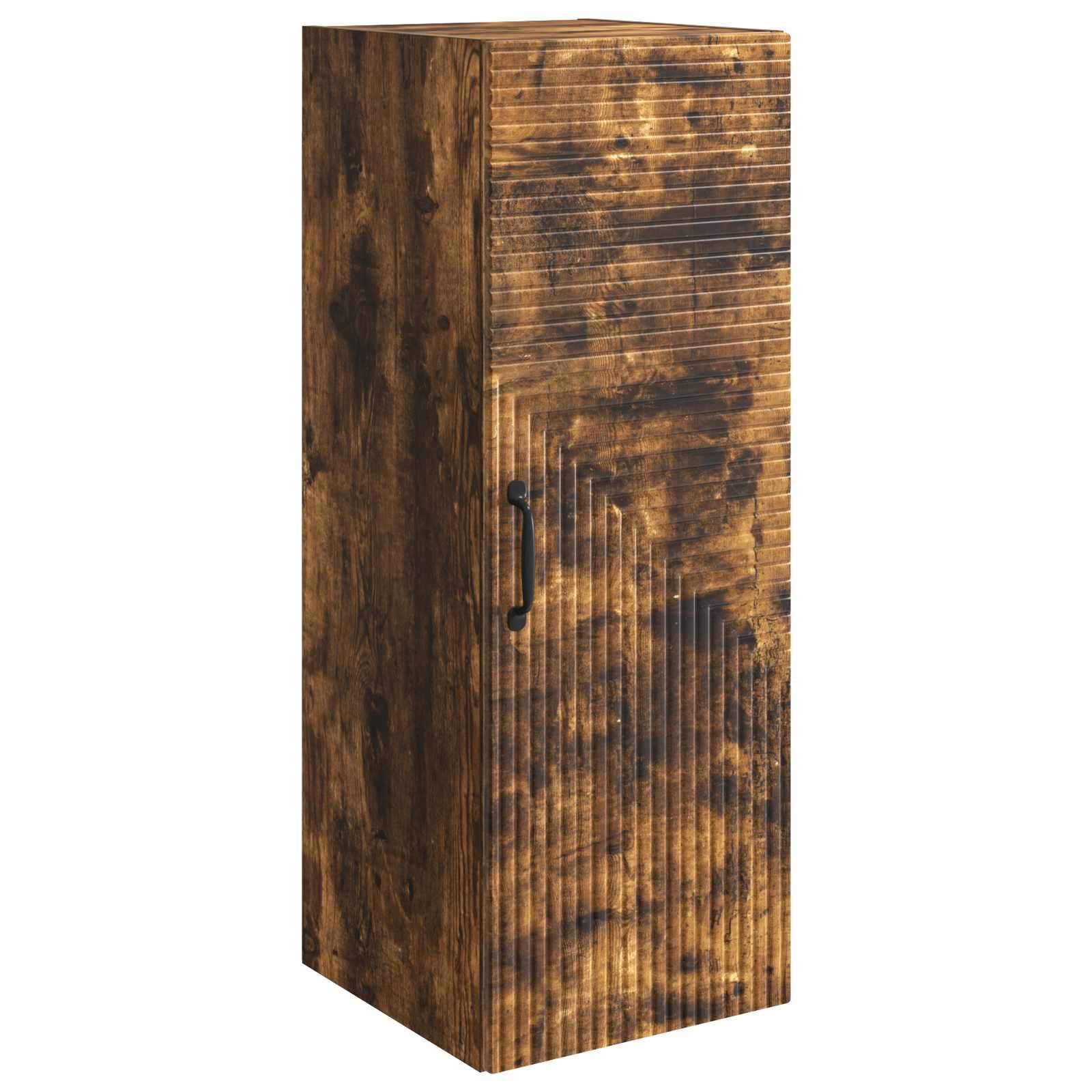 Vægmonteret skab i røget eg - 33 × 34,5 × 90 cm, konstrueret træ billede
