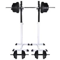 Vægtstang- og squat-stativ med vægtstang- og håndvægtsæt 60,5kg