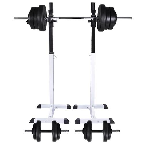 Vægtstang- og squat-stativ med vægtstang- og håndvægtsæt 60,5kg