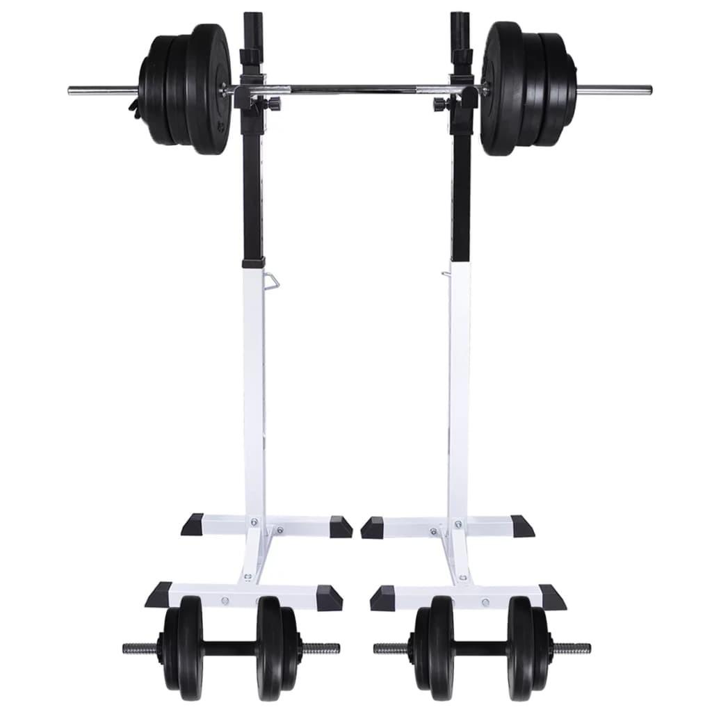 Vægtstang- og squat-stativ med vægtstang- og håndvægtsæt 60,5kg