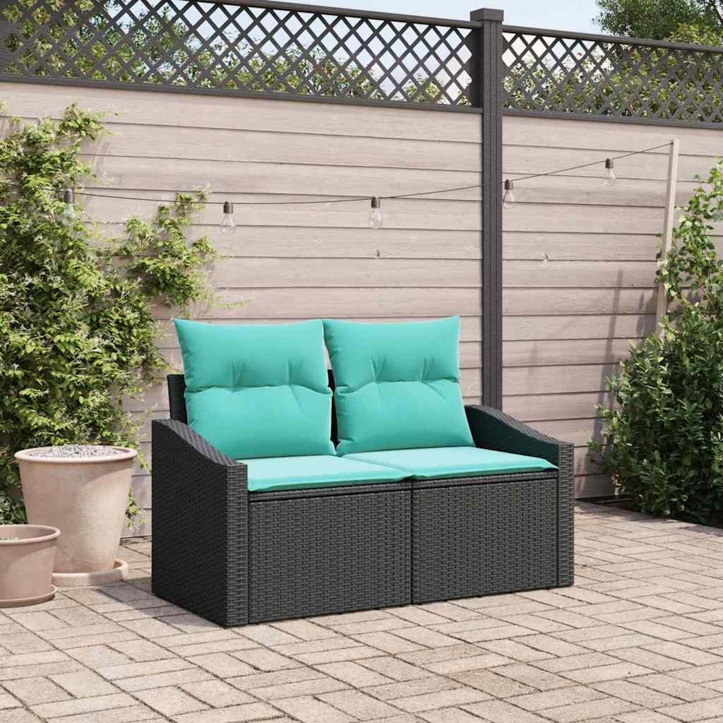 Havemøbelsofa i grå polyrattan - 2-personers, 123 × 62 × 69 cm