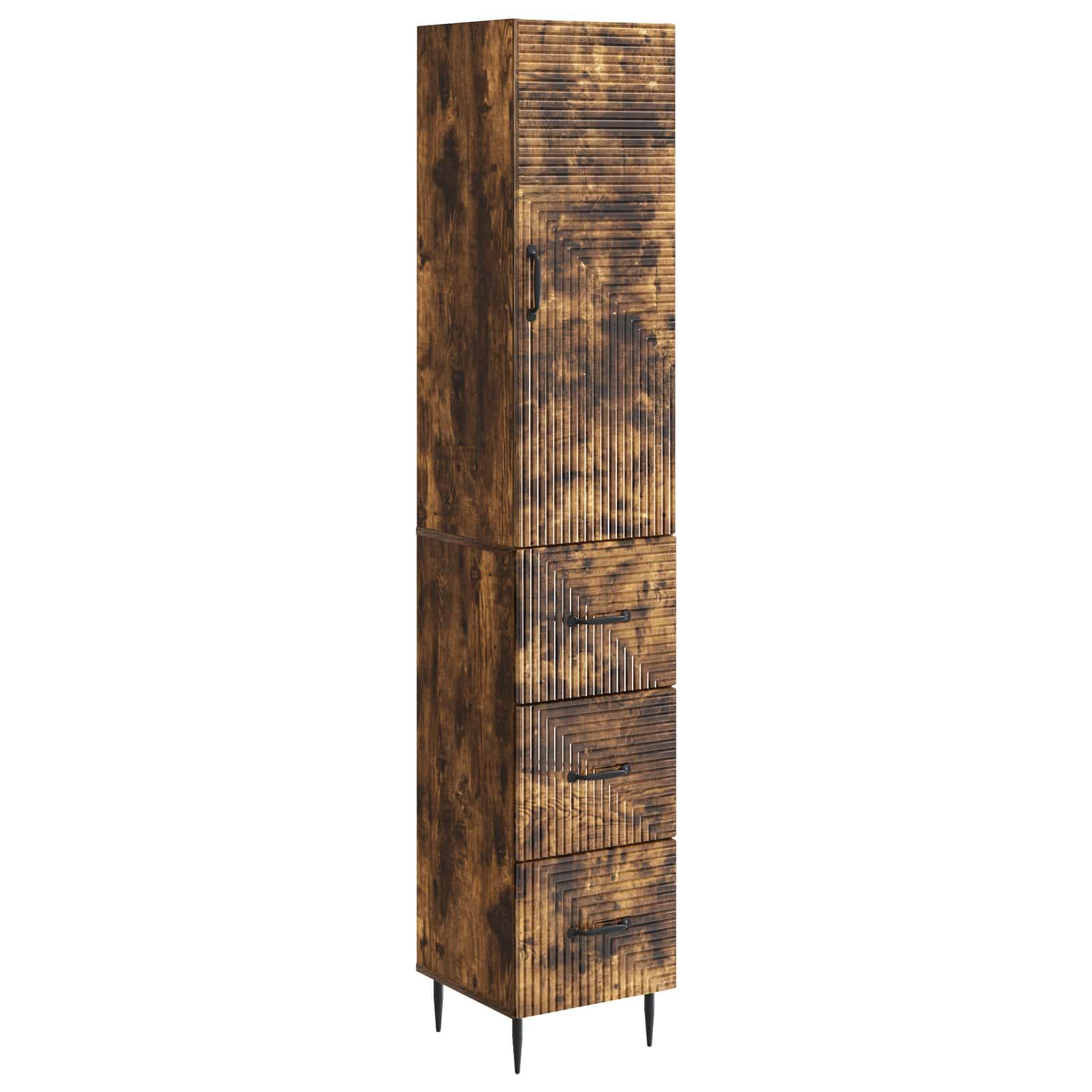 Skab Sæt 2 stk Røget eg 33 x 34,5 x 90 cm Konstrueret træ billede