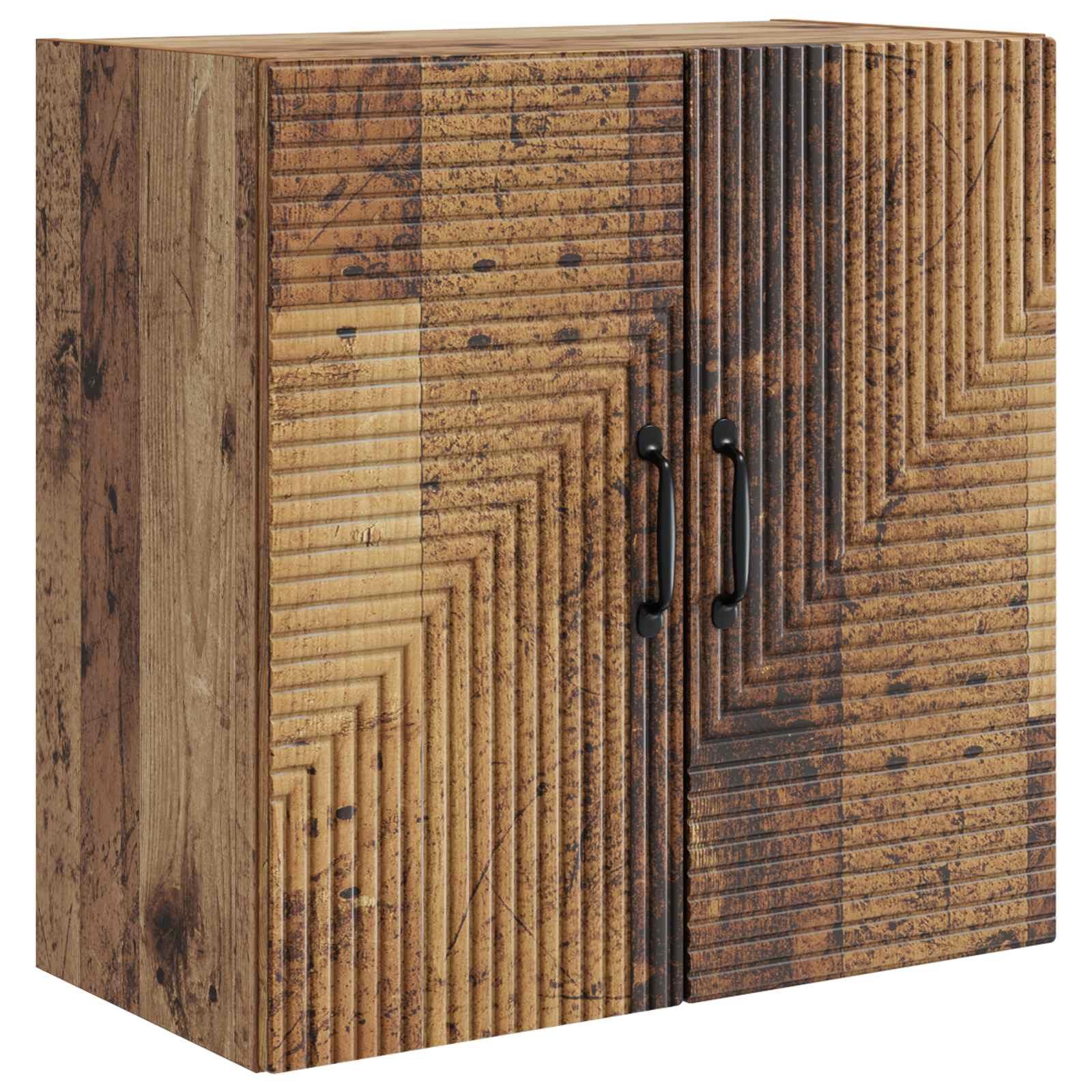 Vægmonteret opbevaringsskab - gammelt træ look 59 × 31 × 60 cm, konstrueret træ billede