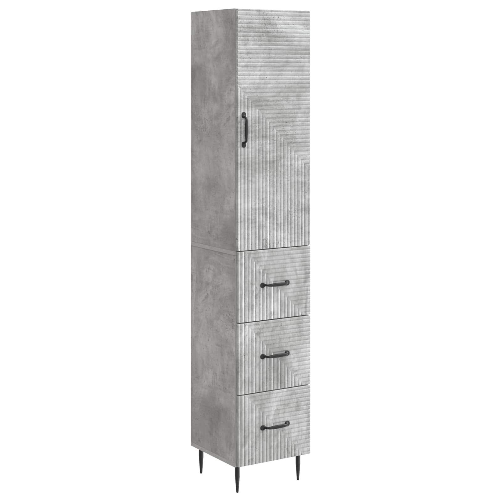 Skab Sæt 2 stk Betongrå 33 x 34,5 x 90 cm Konstrueret træ billede