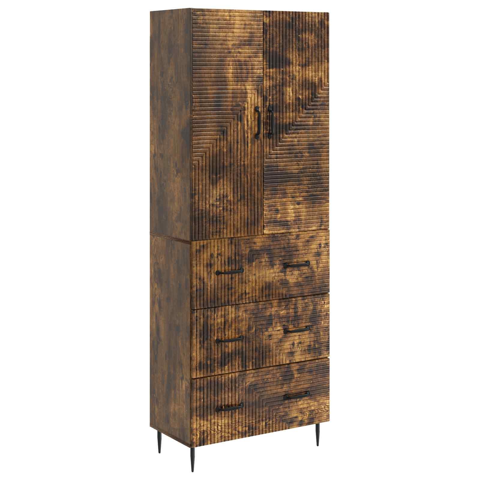 Skab Sæt 2 stk Røget eg 66 x 34,5 x 90 cm Konstrueret træ billede