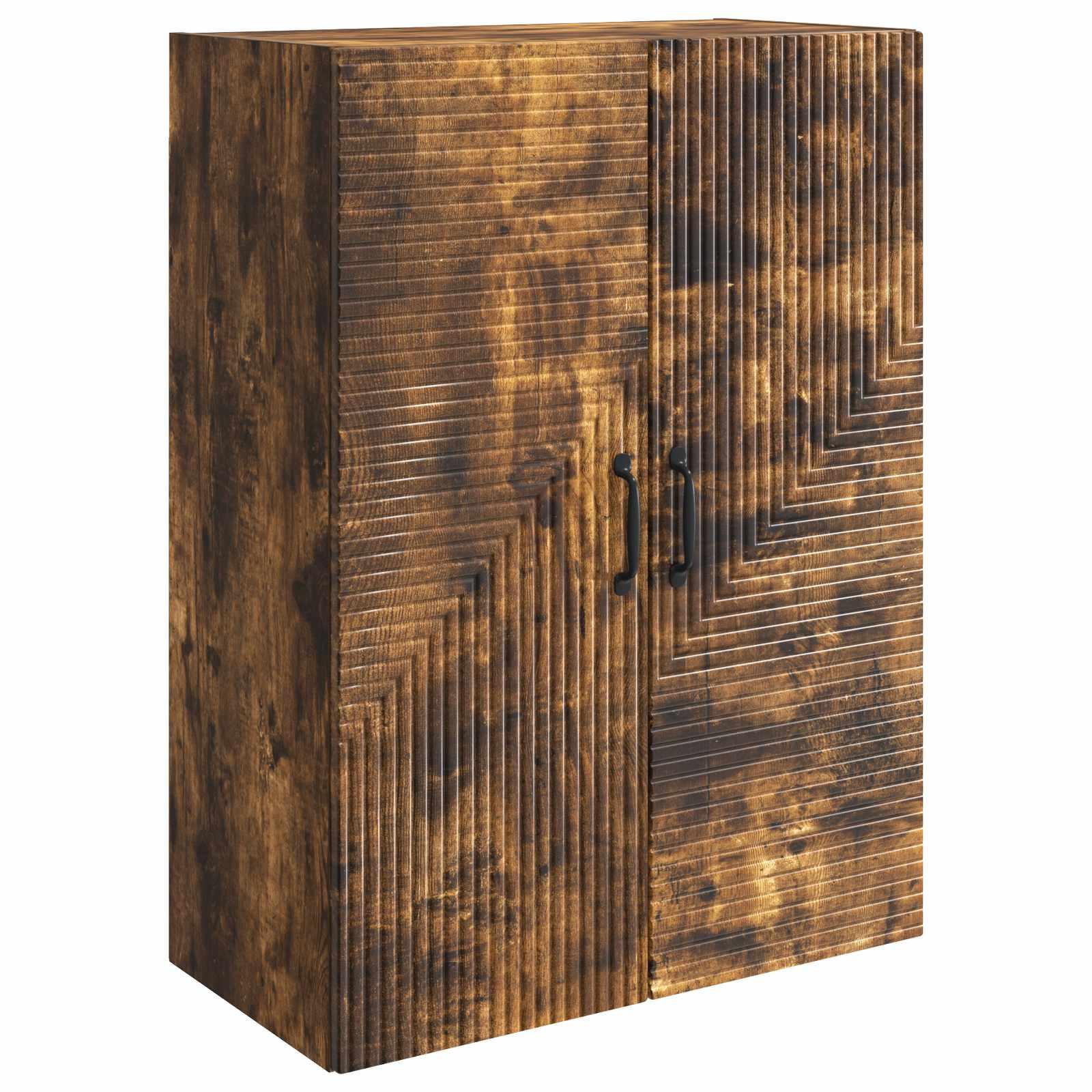 Vægmonteret skab i røget eg - 66 × 34,5 × 90 cm, konstrueret træ billede
