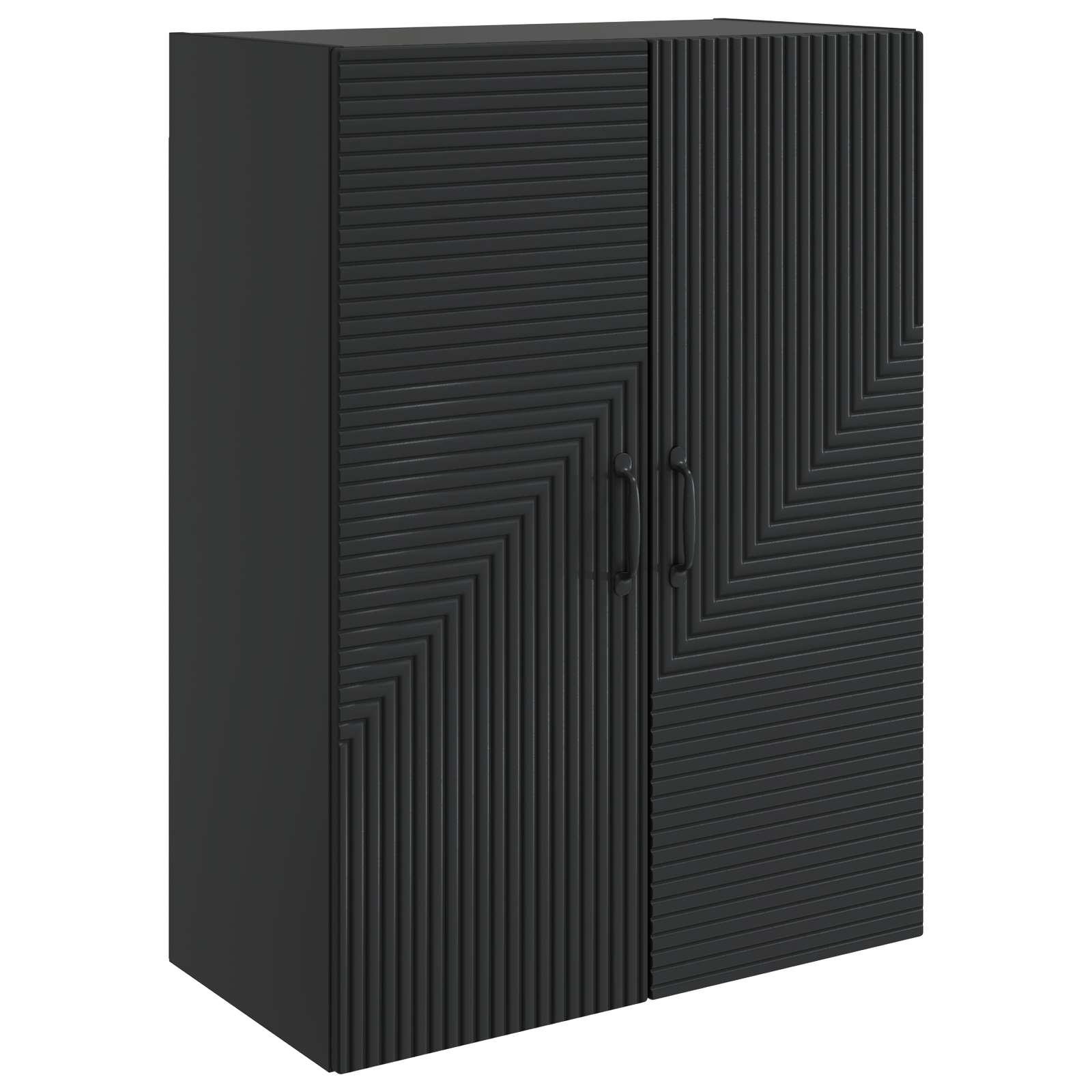 Vægmonteret skab Sort 66 x 34,5 x 90 cm Konstrueret træ billede