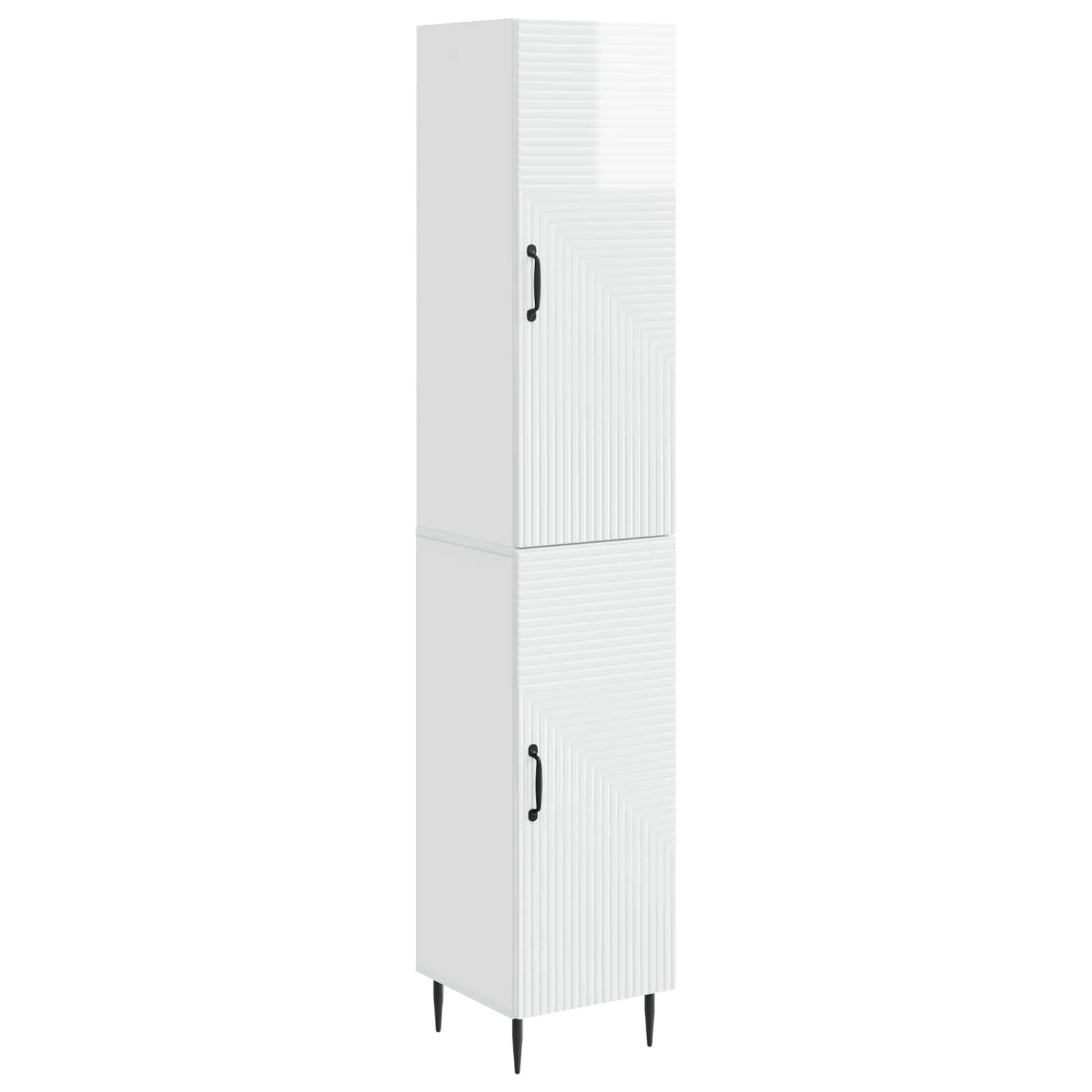 Skab Sæt 2 stk Hvid højglans 33 x 34,5 x 89,5 cm billede
