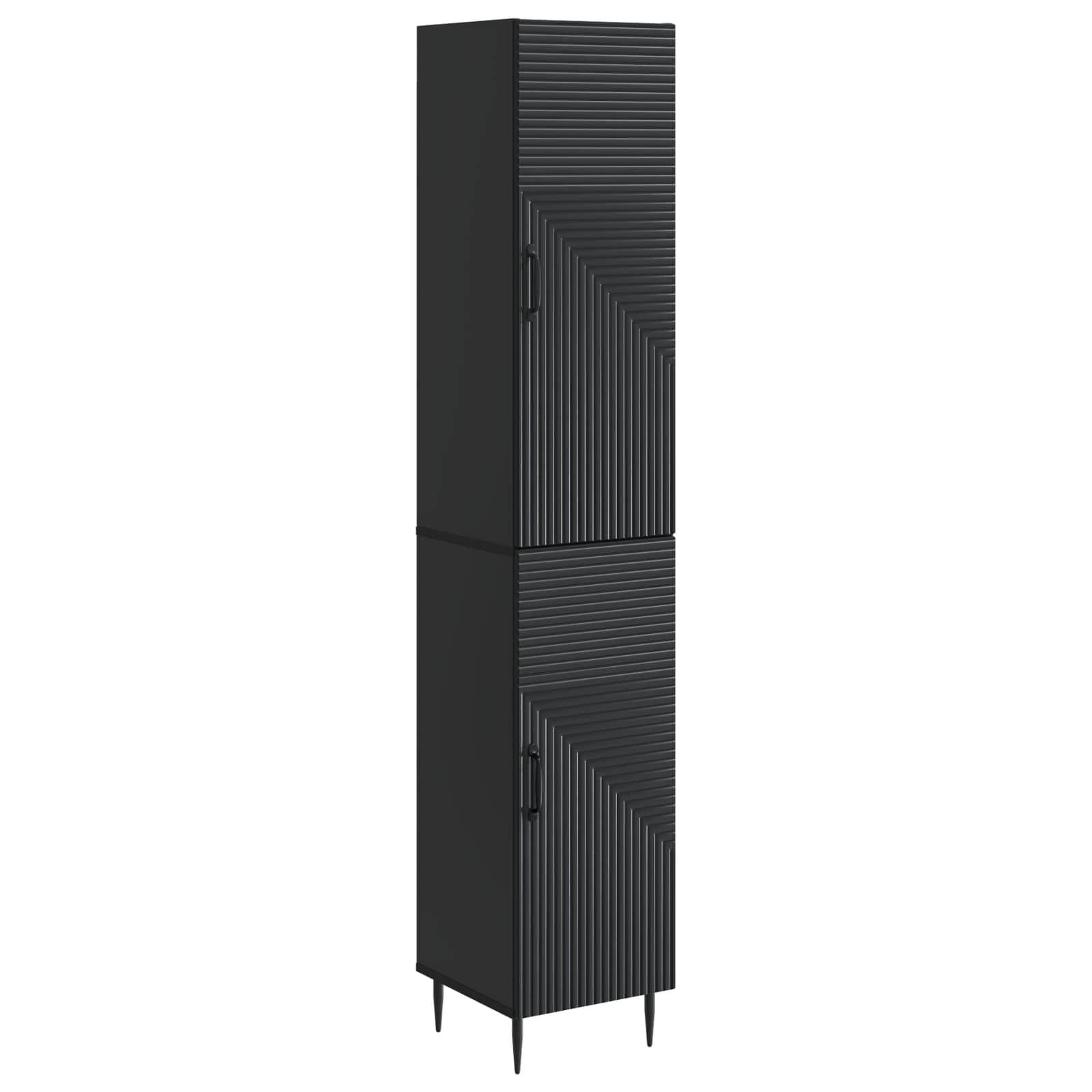 Skab Sæt 2 stk Sort 33 x 34,5 x 89,5 cm Konstrueret træ billede