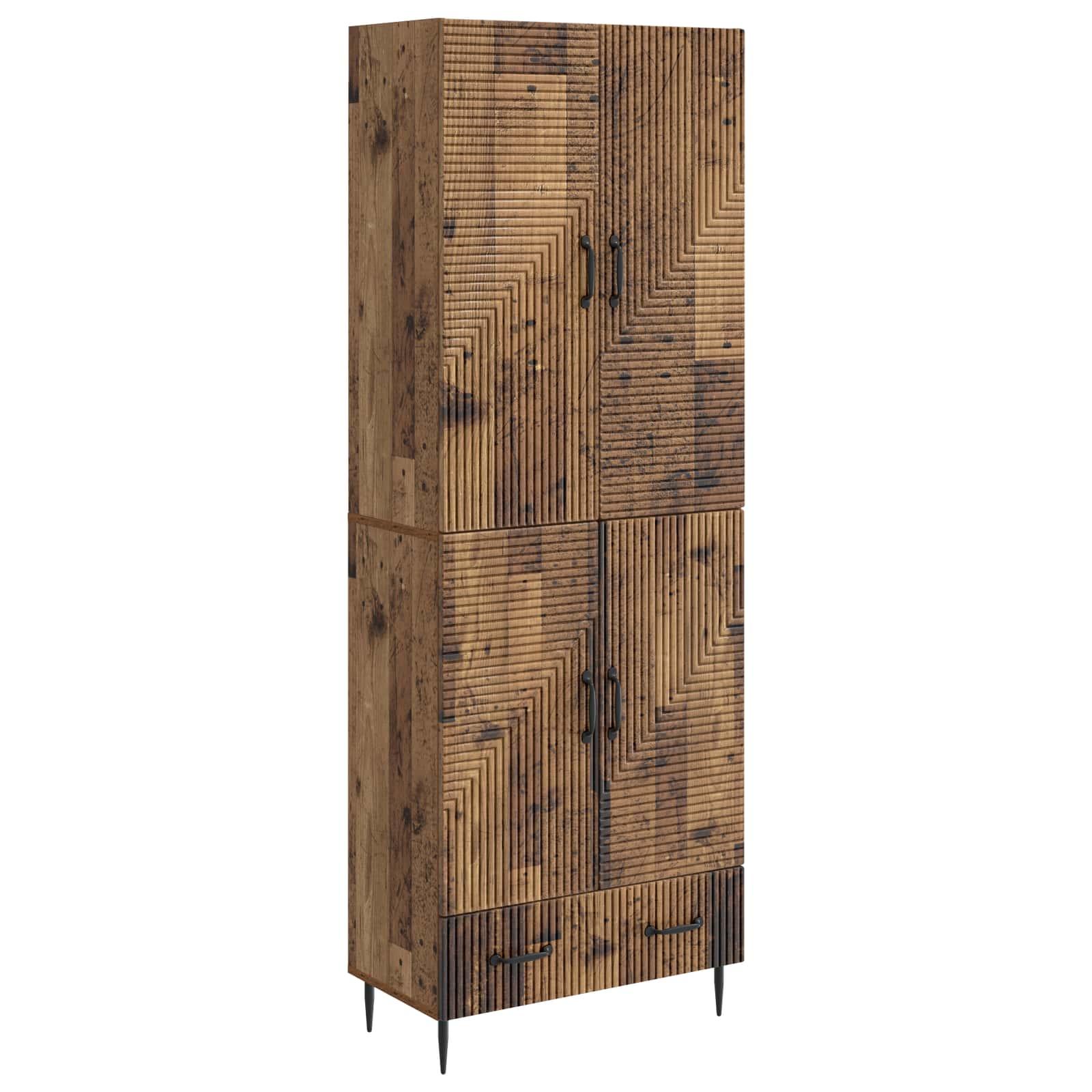 Skab sæt - 2 stk vægmonterede skabe i konstrueret træ, 66 × 34,5 × 95 cm billede