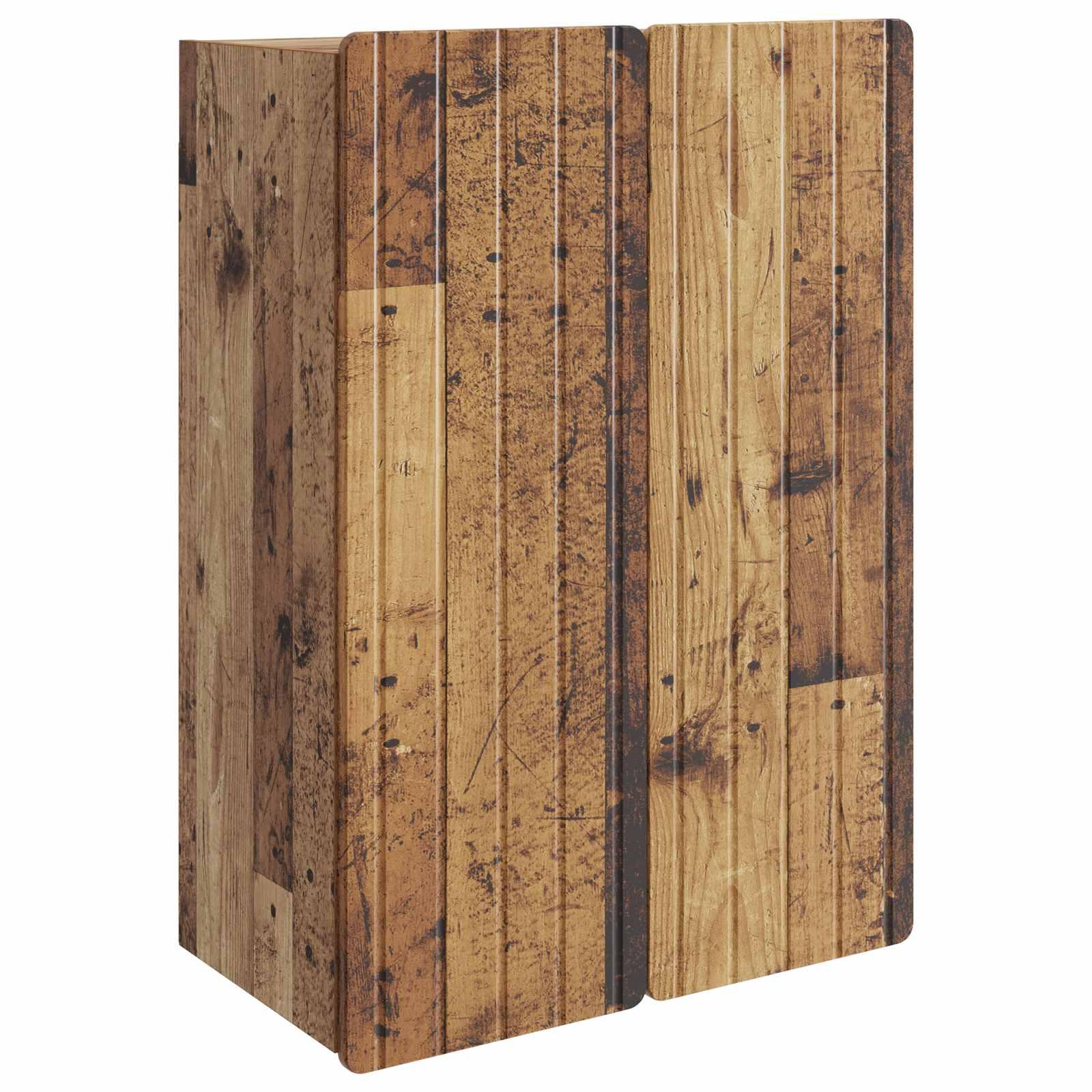Vægmonteret skab i konstrueret træ - gammelt træ, 66 × 34,5 × 92 cm billede