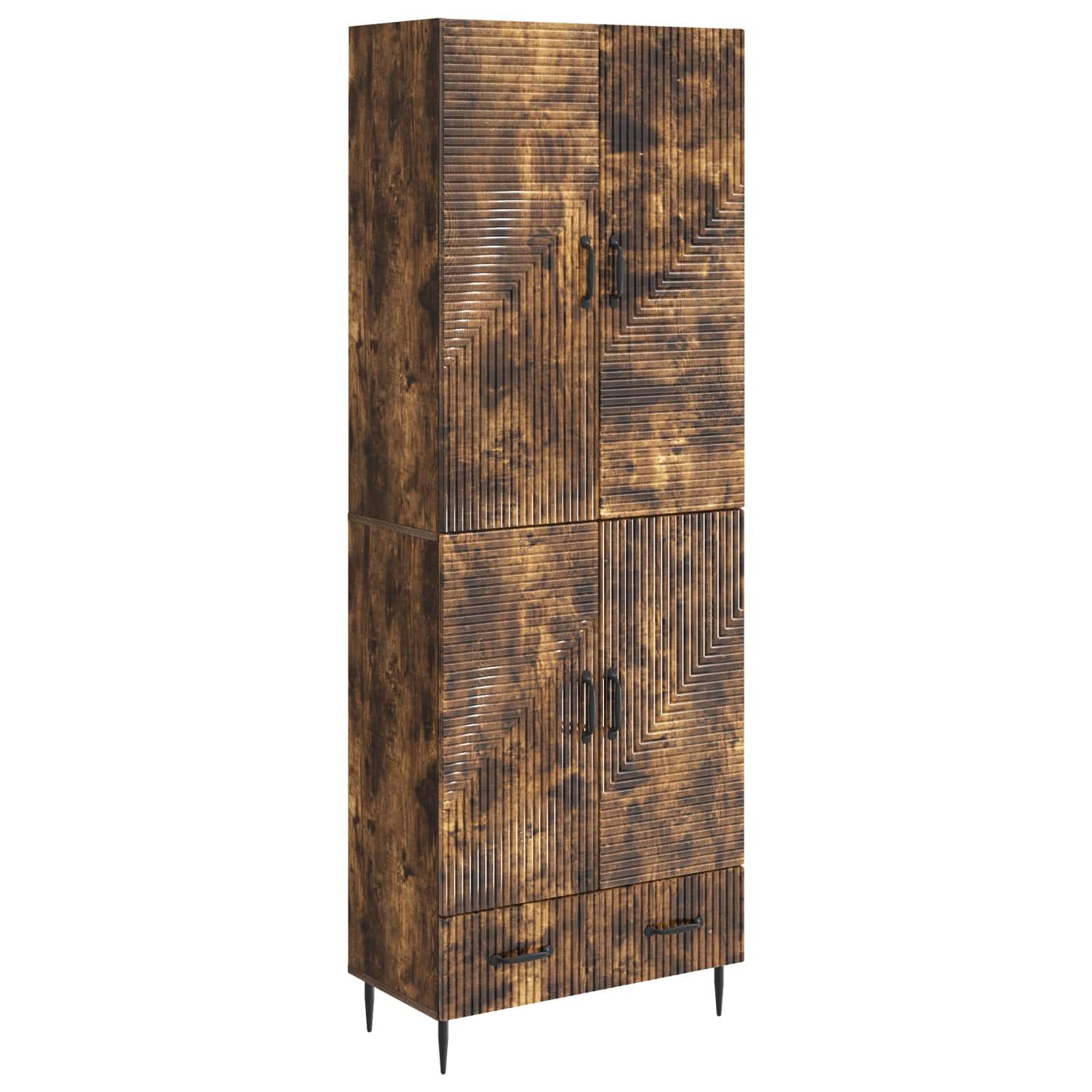 Skabssæt - 2 stk vægmonterede skabe i konstrueret træ, 66 × 34,5 × 95 cm billede