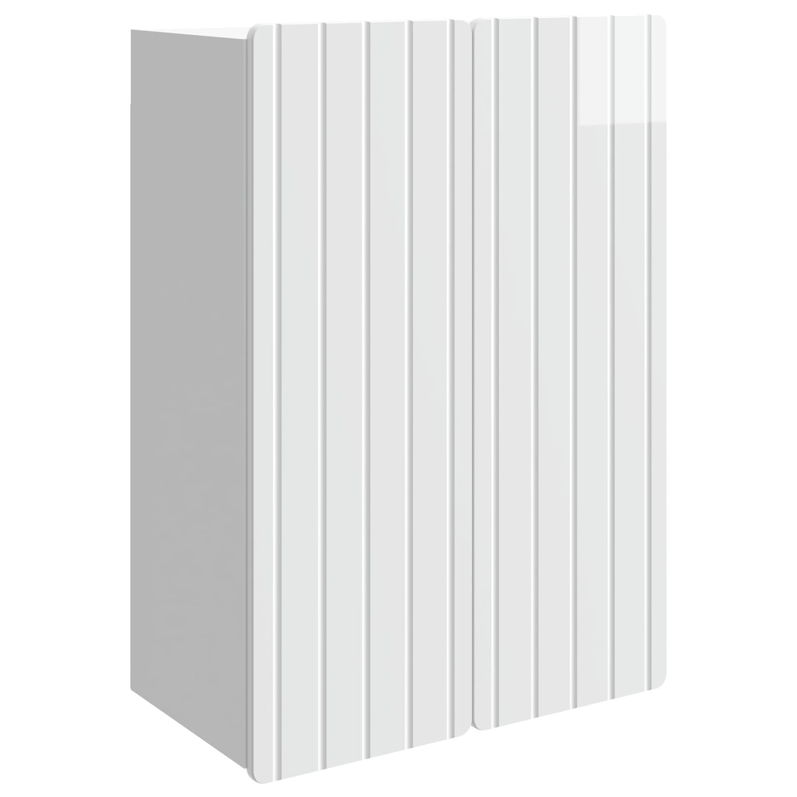 Vægmonteret skab Hvid højglans 66 x 34,5 x 92 cm billede