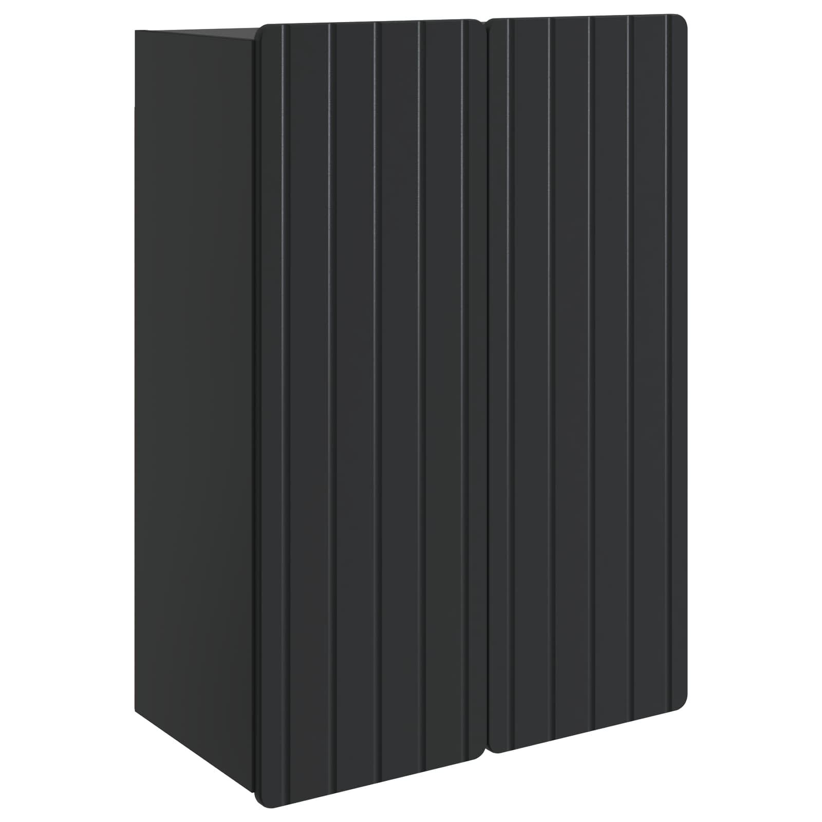 Vægmonteret skab Sort 66 x 34,5 x 92 cm Konstrueret træ billede