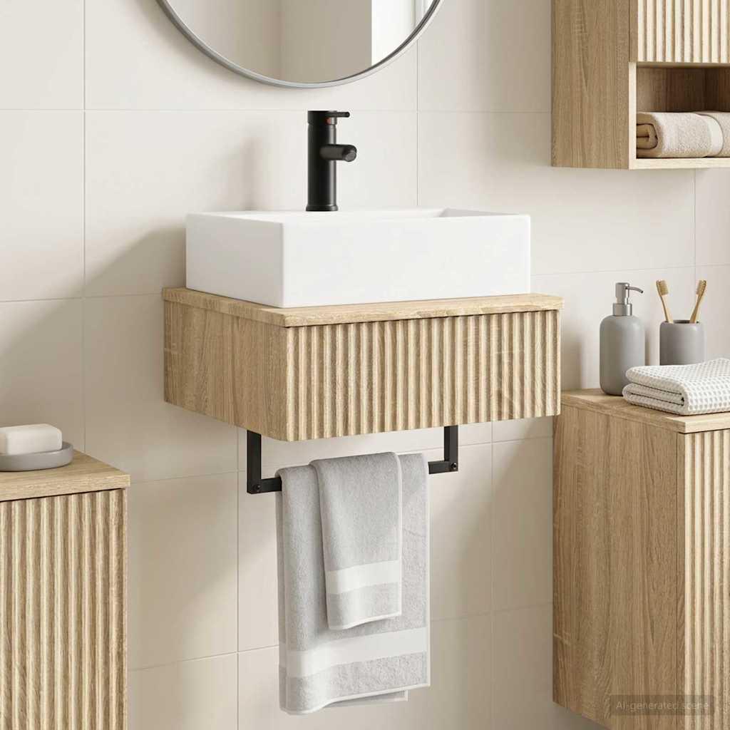 Vægmonteret vask Sonoma-eg 40 x 41 x 39 cm Konstrueret træ billede